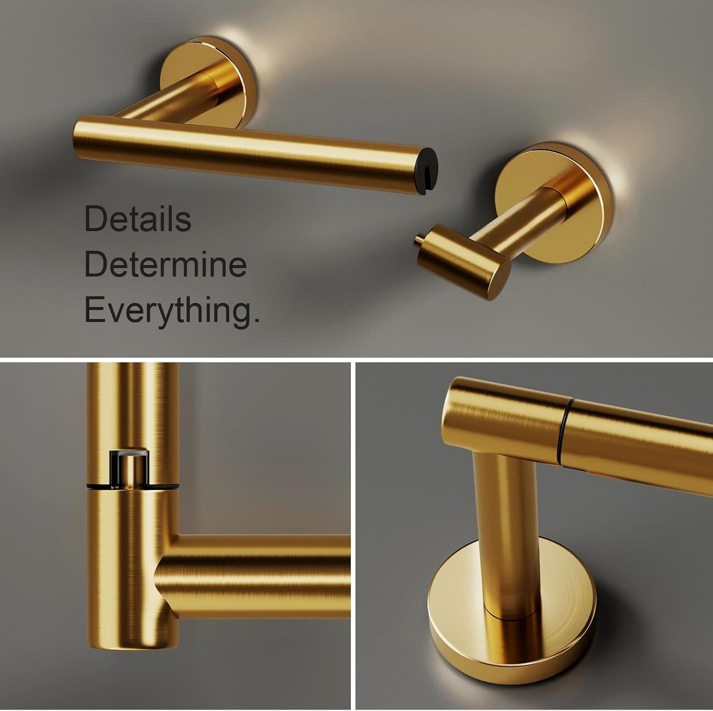 Dark Gold Toilet Paper Holder, Double Post Pivoting Bathroom Roll Tissue Holder Wall Mount Matte Finish