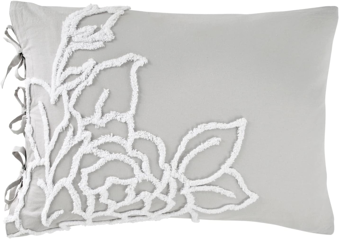 Peri Home 100% Cotton 3-Piece Duvet Cover and Sham Set, King, Grey Chenille Rose