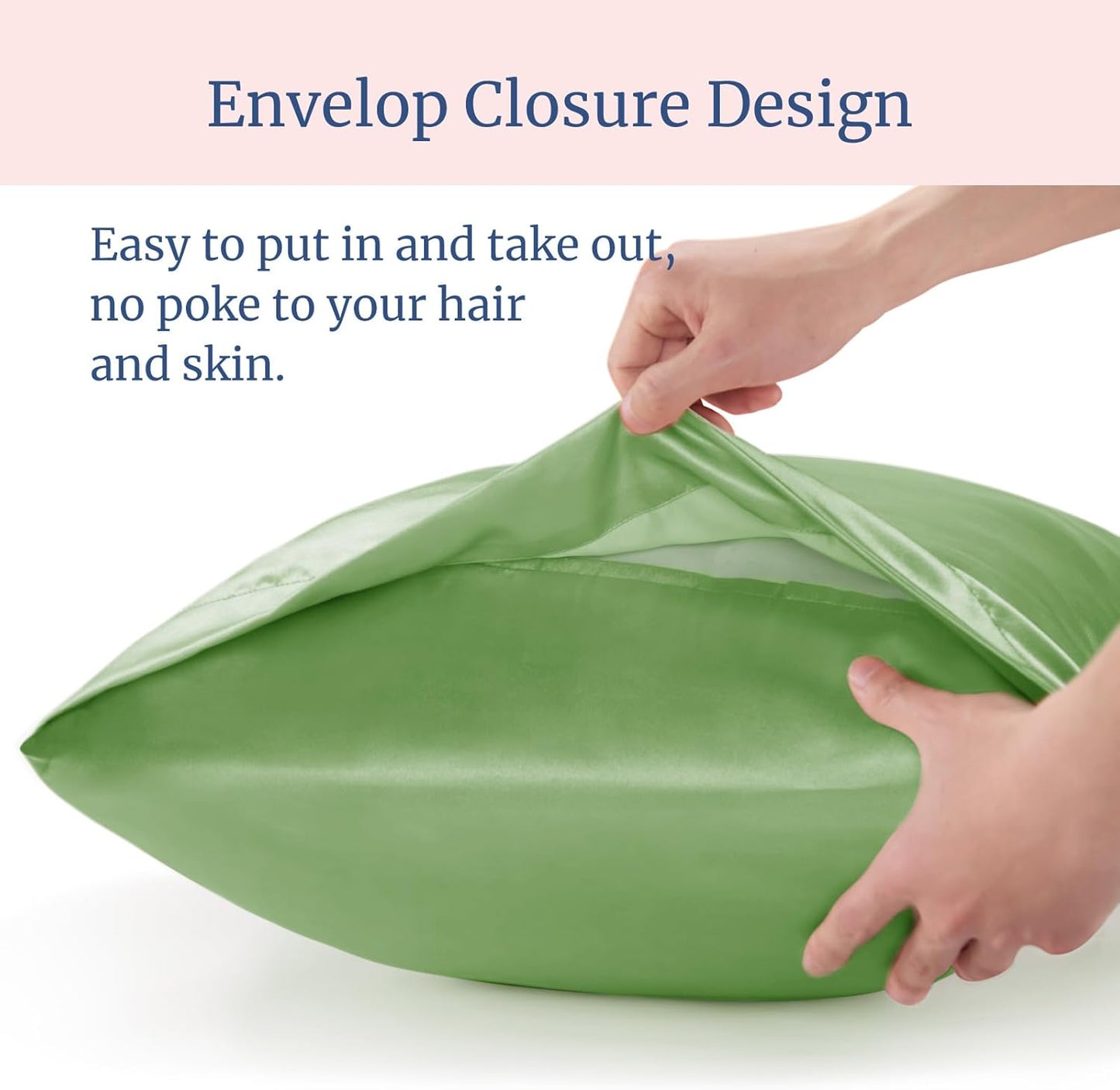 BEDELITE Satin Pillowcase for Hair and Skin, Super Soft and Cooling Similar to Silk Pillow Cases 2 Pack with Envelope Closure, Gift for Women Men(20"x26" Standard Size, Sage Green)