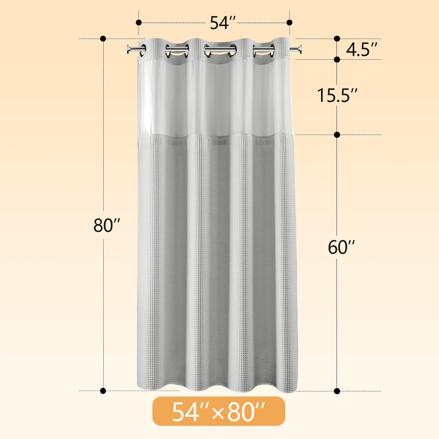 River Dream Lake Wanaka Fabric Shower Curtain Set, Cotton Blend, Waffle Weave, with Snap in Replacement Liner,54 x 80 inches