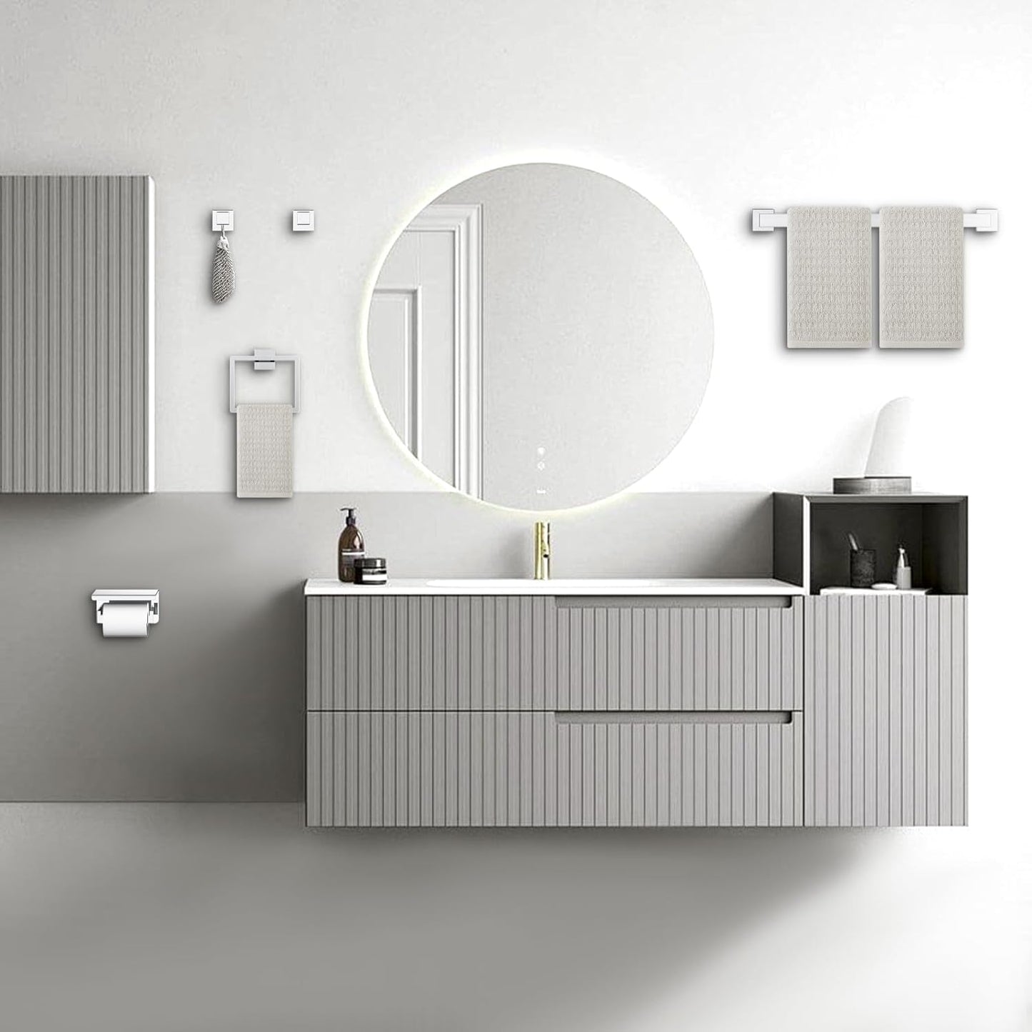 5-Pieces Polished Chrome Bathroom Hardware Accessories Set,16 Inch Towel Bar Set,Stainless Steel Towel Holder Set for Bathroom,Wall Mounted Chrome Bathroom Hardwar Set