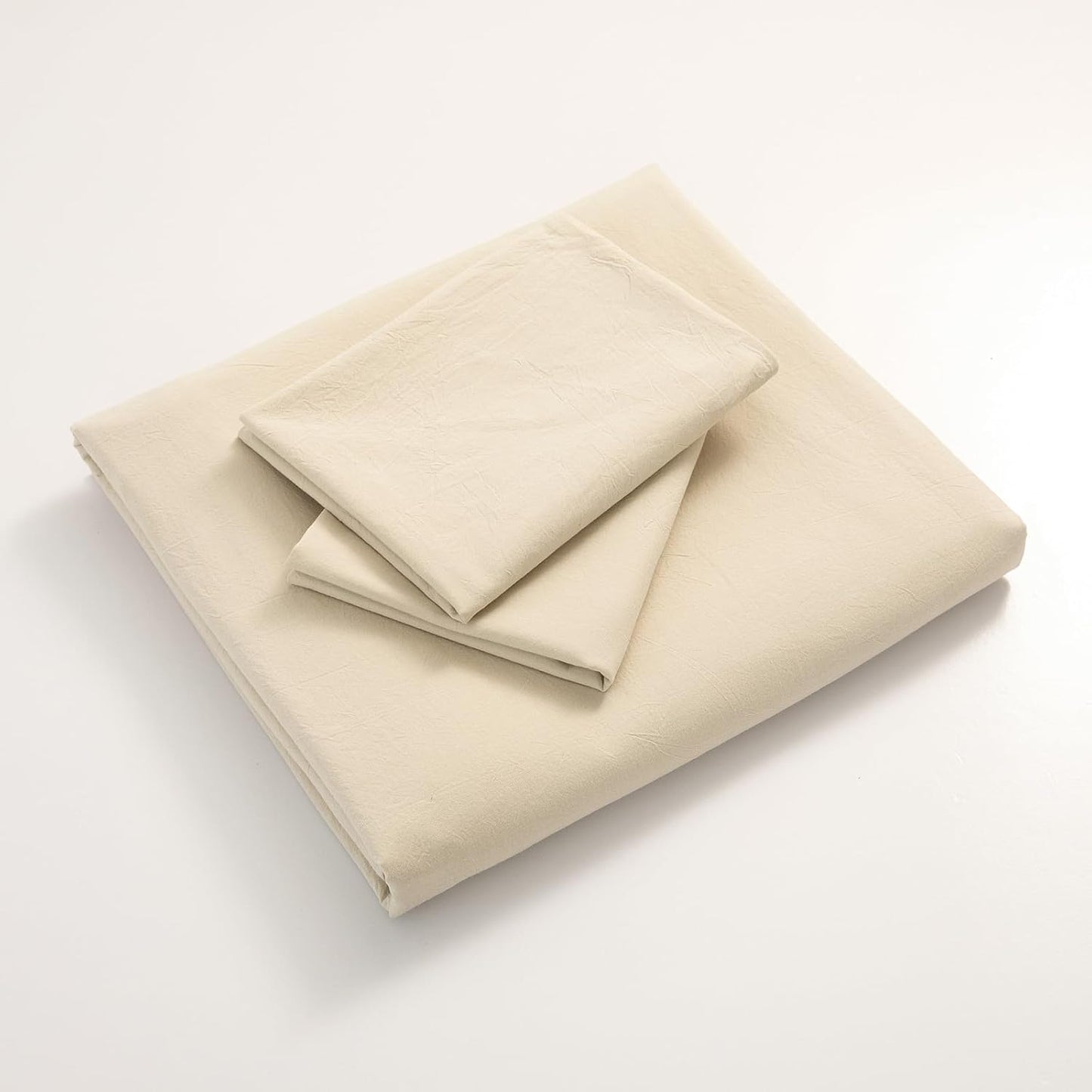 JIYUAN 100% Washed Cotton Duvet Cover Set 3 Pieces Oversized Queen, 1 Duvet Cover 98x98 Inches(Comforter Not Included) and 2 Pillowcases,Linen Feel Bedding Set Comfy and Breathable,Heathered Beige