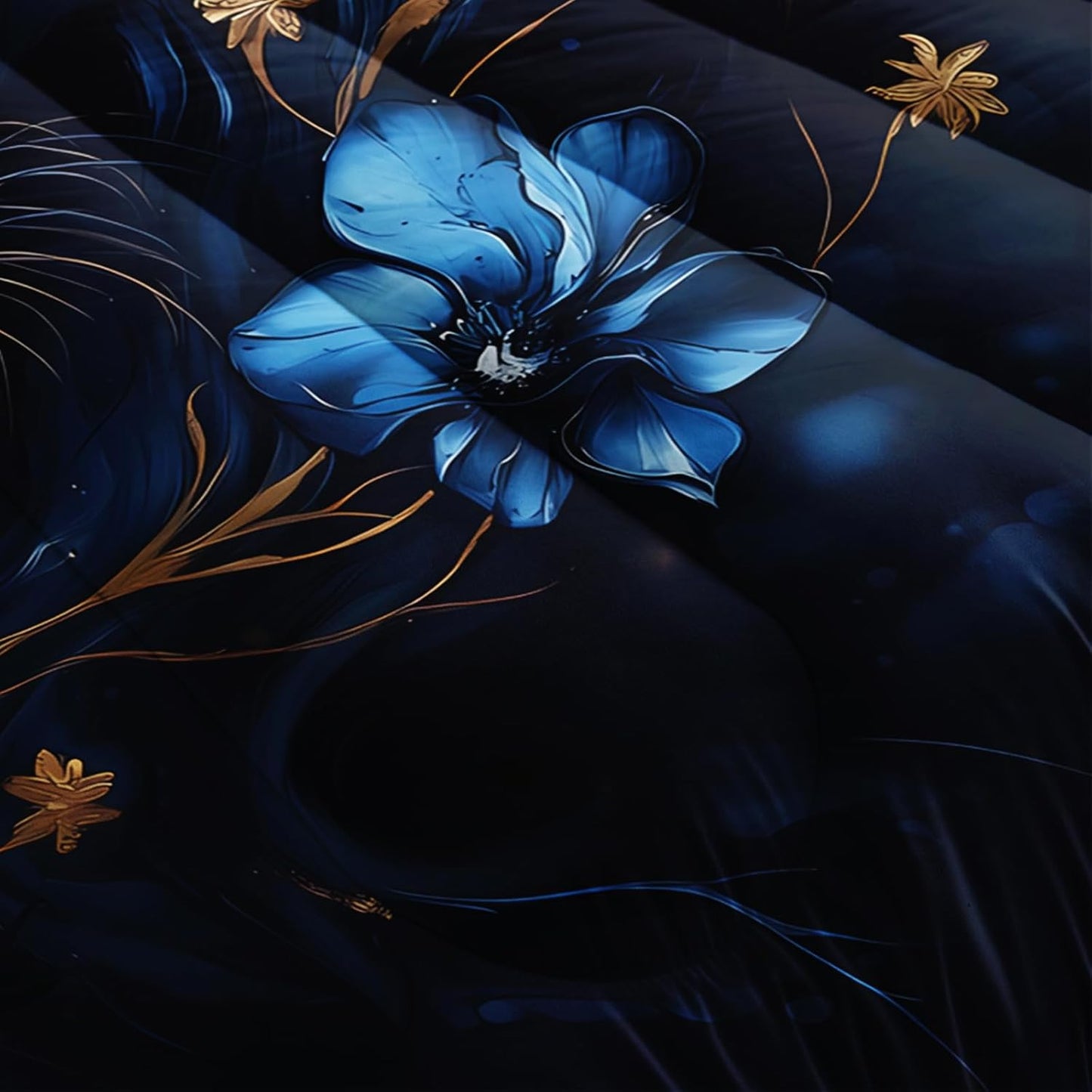 Black and Gold Flower Lion Comforter Set Full Size,Animal Print Full Size Bedding Set for Boy,with 1 Comforter with 2 Pillow Case