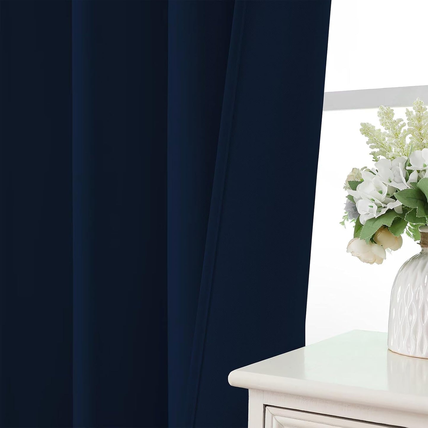 CUCRAF Navy Blue Blackout Curtains 90 inch Length 2 Panels Set, Rod Pocket Room Darkening Drapes for Bedroom Living Room, Insulated Thermal Light Blocking Window Curtain (W52 x L90 Inch)