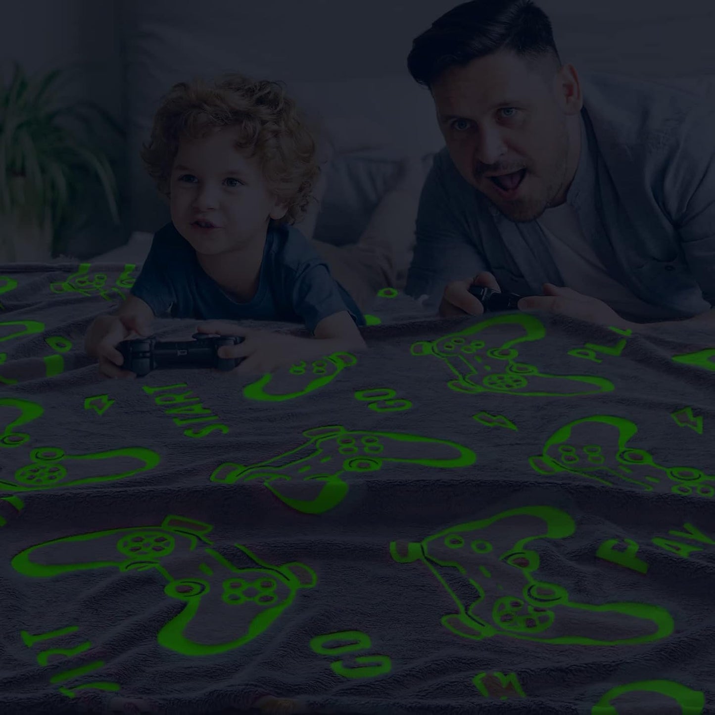 obinsm Teen Boys Gifts Gaming Blanket Gamer Glow in The Dark Blanket Glow in The Dark Blankets for Boys