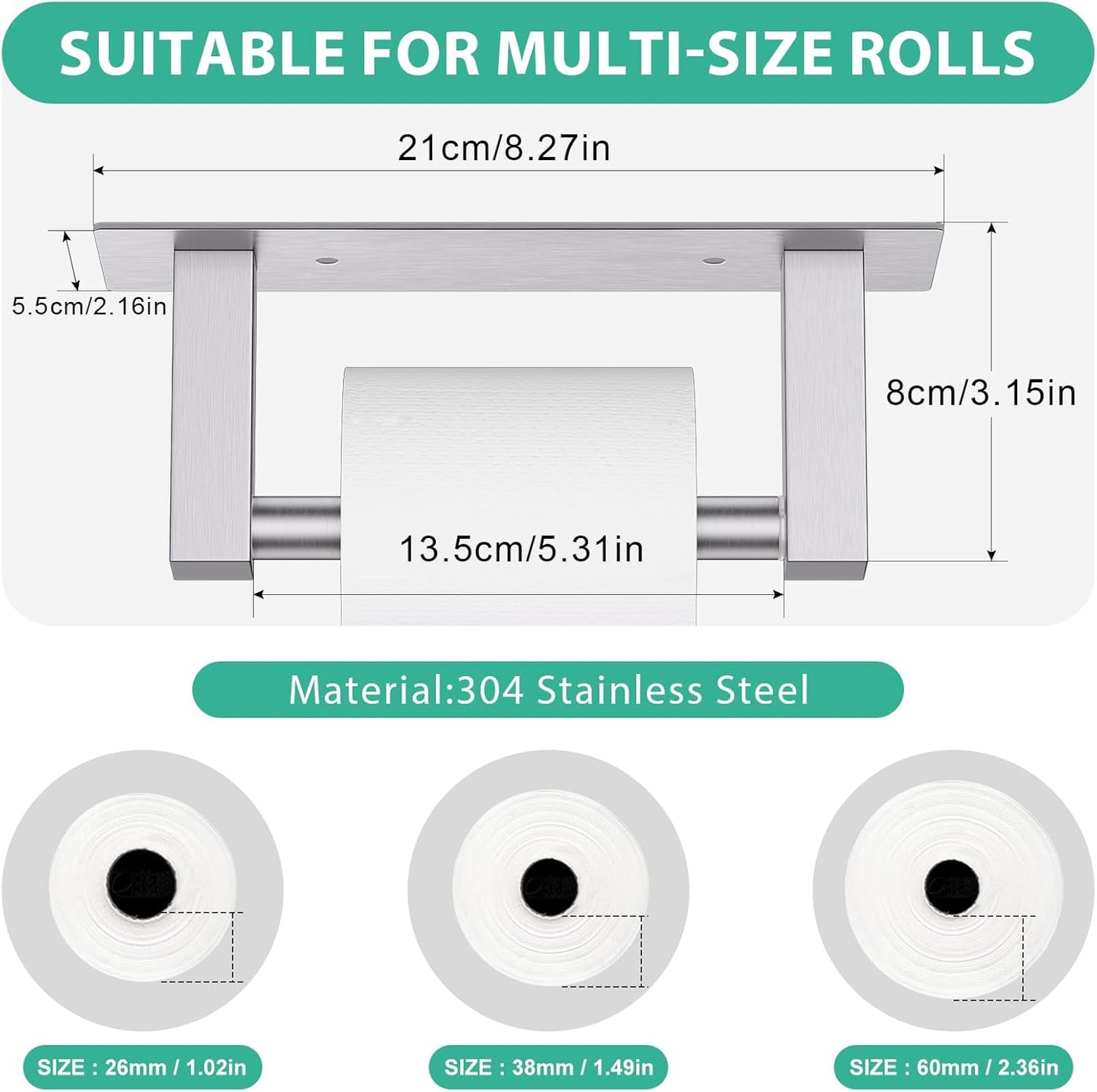 Brushed Nickel Bathroom Toilet Paper Holder Wall Mount, Stainless Steel Commercial Toilet Paper Dispenser Paper Towel Holder, Large Bathroom Toilet Tissue Roll Holder