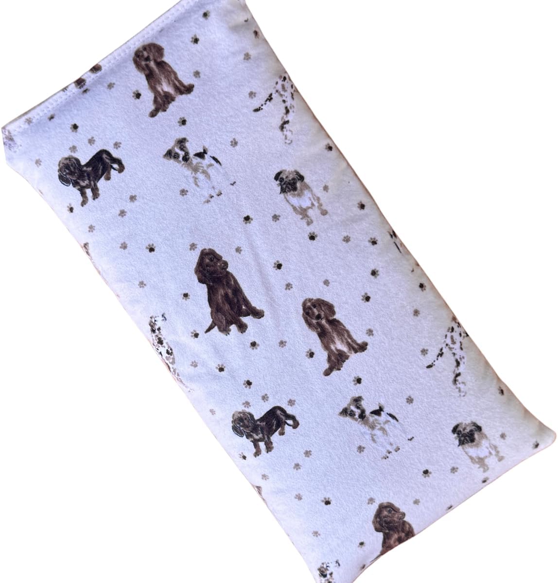 Microwave Heating Pad Filled with Flax Seed and Choice of Dried Herbs, Herbal Cold Pack, Good Size for Back Pain and Cramps, Hot and Cold Therapy, 6" x 12" (Dogs, Lavender)