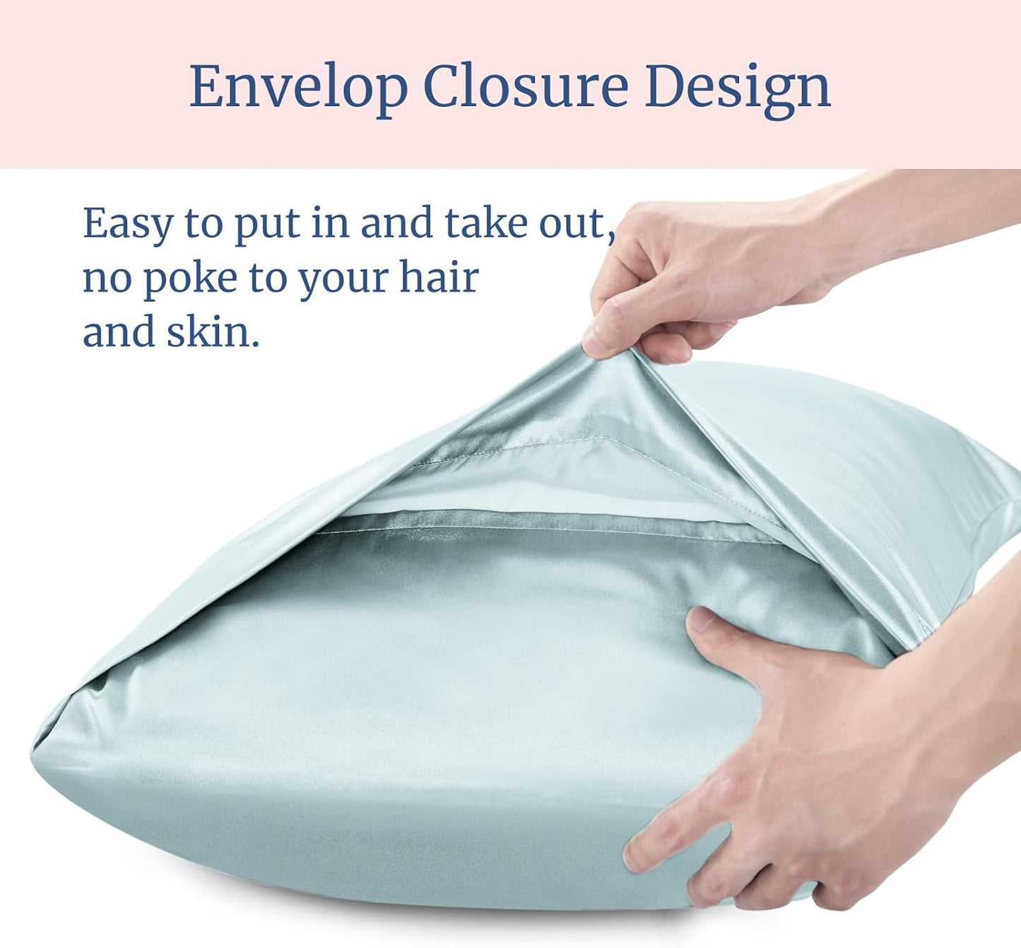 BEDELITE Satin Pillowcase for Hair and Skin, Super Soft and Cooling Similar to Silk Pillow Cases 2 Pack with Envelope Closure, Gift for Women Men(20"x26" Standard Size, Stone Blue)