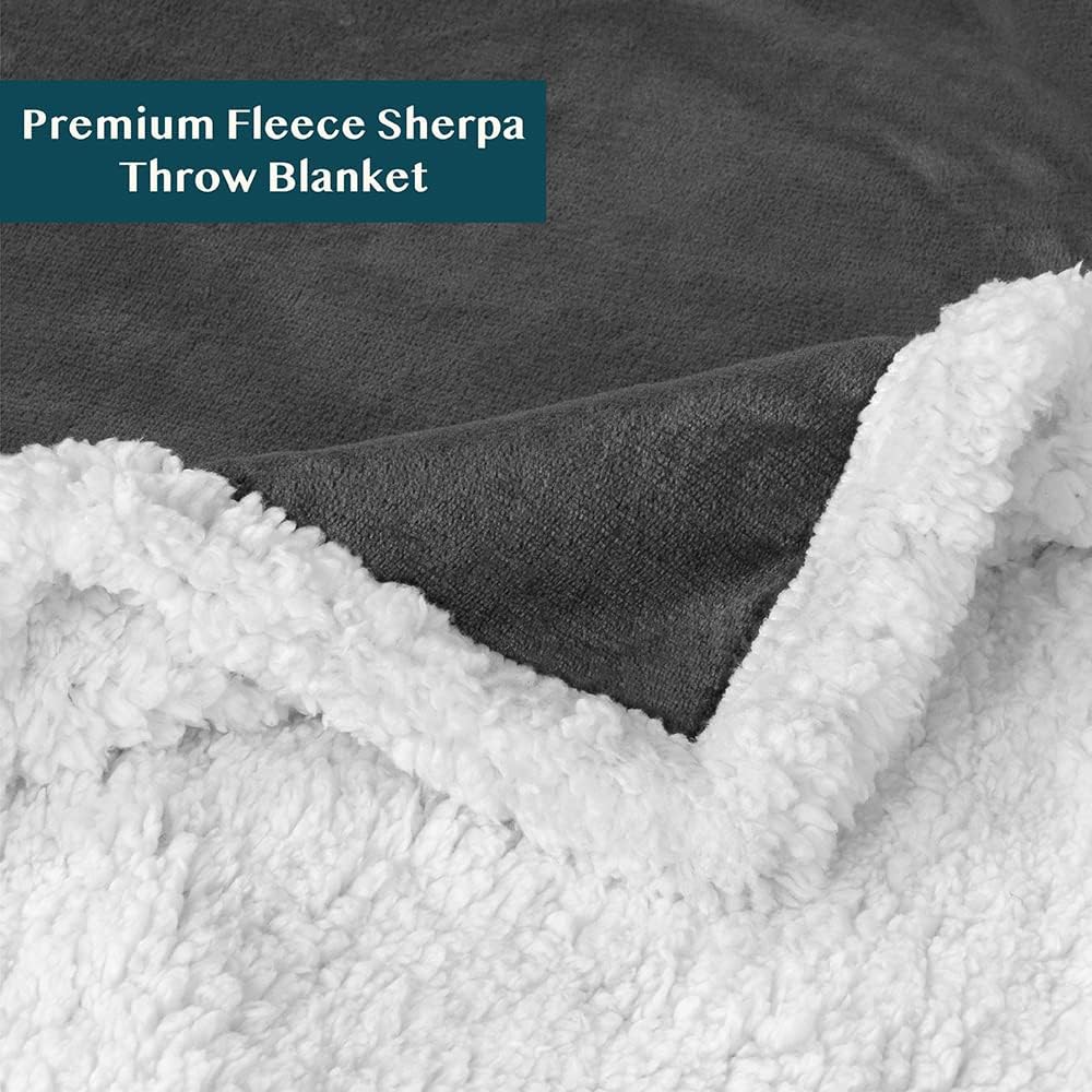 PAVILIA Sherpa Fleece Throw Blanket for Couch, Twin Size, Dark Grey, Plush Soft Fuzzy Sofa Blanket, Cozy Reversible Winter Throw for Women Men, 60x80 Inches