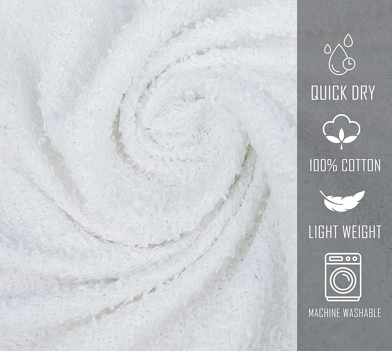 Pack of 24 White Bath Towels - Economy Cheap 22x44 Inches - Lightweight Quick Drying Towels Sets for Commercial Uses, Gym, Salon, Spa & Hair