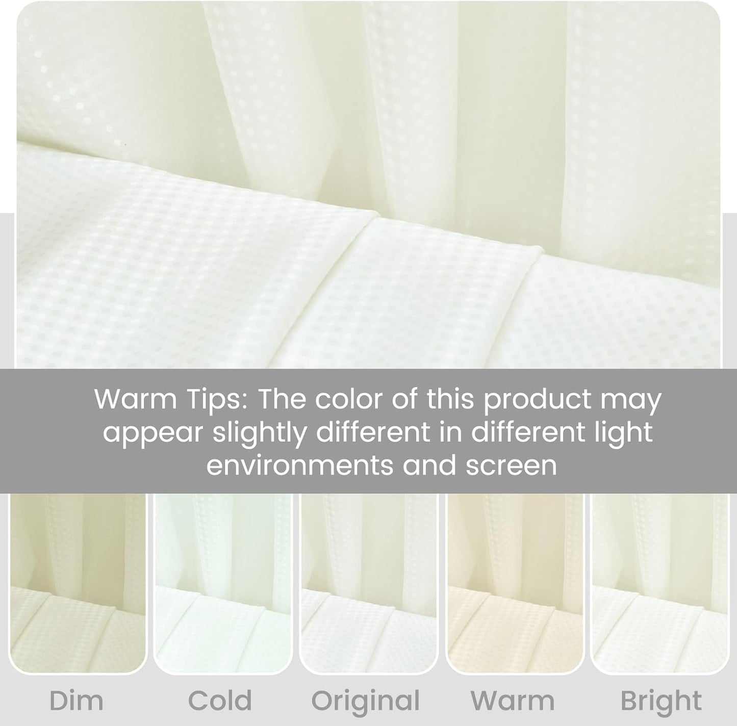 No Hook Shower Curtain with Snap in Liner Set Waffle Shower Curtain for Bathroom Hotel Style Fabric Waterproof Inner Liner,71" W x 74" H, Ivory