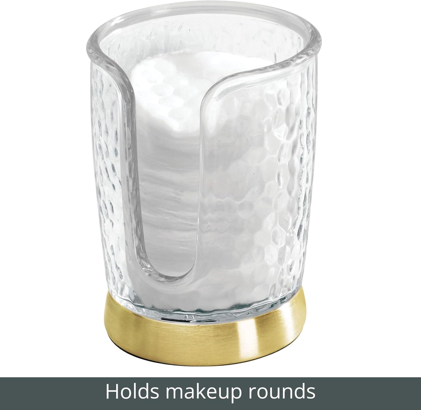 mDesign Plastic/Steel Compact Small Disposable Paper Cup Dispenser Storage Holder for Rinsing Cups on Bathroom Vanity Countertops - Rain Collection - Clear/Soft Brass