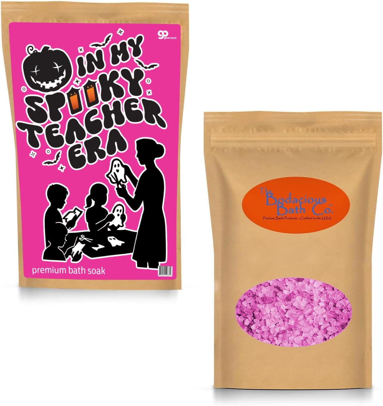 Spooky Teacher Era Bath Soak Pink Rose Sea Salt Spa Gift Funny Halloween Gag Gift for Women, Relaxing Teacher Appreciation Boo Basket Filler