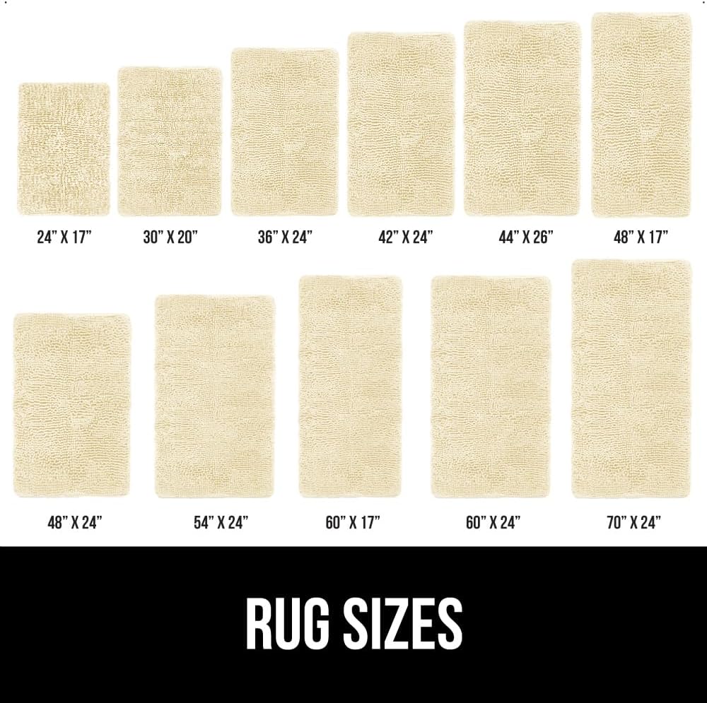 GORILLA GRIP Bath Rug Mat 44x26, Thick Soft Absorbent Chenille, Quick Dry Microfiber Mats, Rubber Backing Washable Shower Floor Rugs, Bathmat Runner, US Designed Bathroom Home Decor Accessories Sand