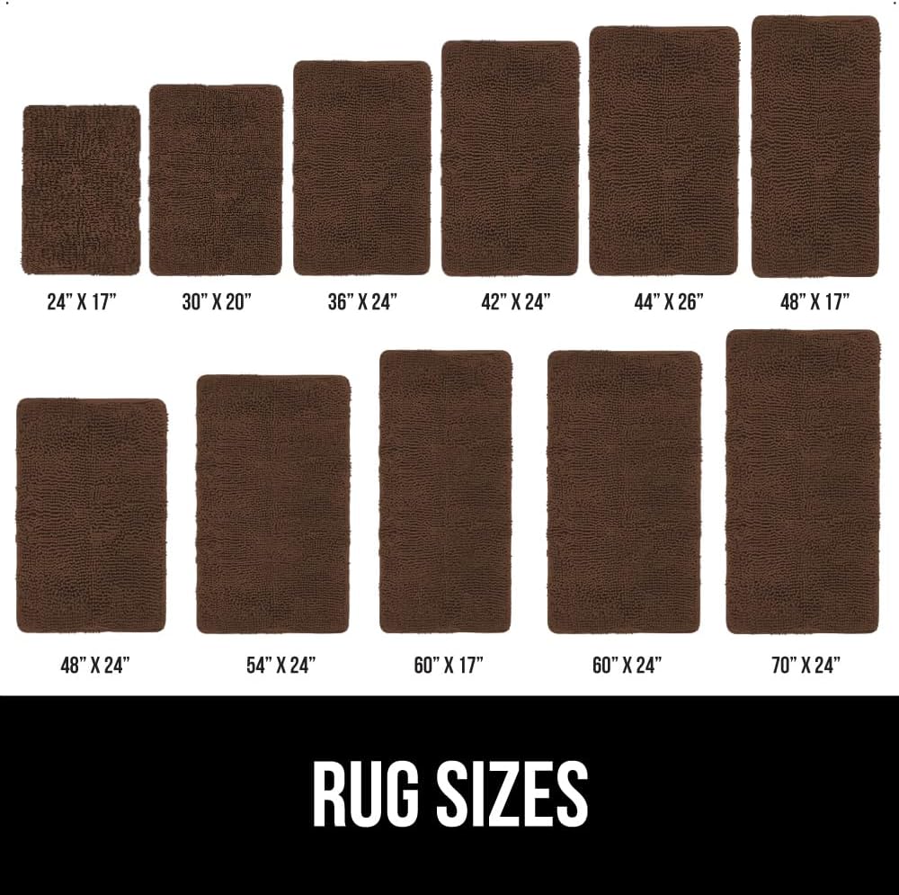 GORILLA GRIP Bath Rug Mat 36x24, Thick Soft Absorbent Chenille, Quick Dry Microfiber Mats, Rubber Backing Washable Shower Floor Rugs, Bathmat Runner, US Designed Bathroom Home Decor Accessories Brown