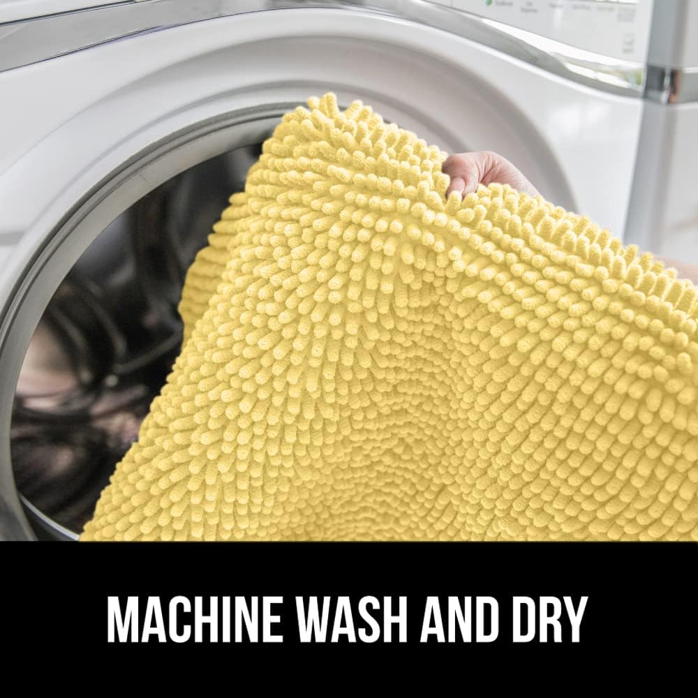 GORILLA GRIP Soft Chenille Bathroom Toilet Lid Cover, Machine Washable Seat Covers, 19.5x18.5, Stays in Place Rubber Backing, Fits Most Round, Elongated and Oblong Lids, Accessories Decor, Yellow