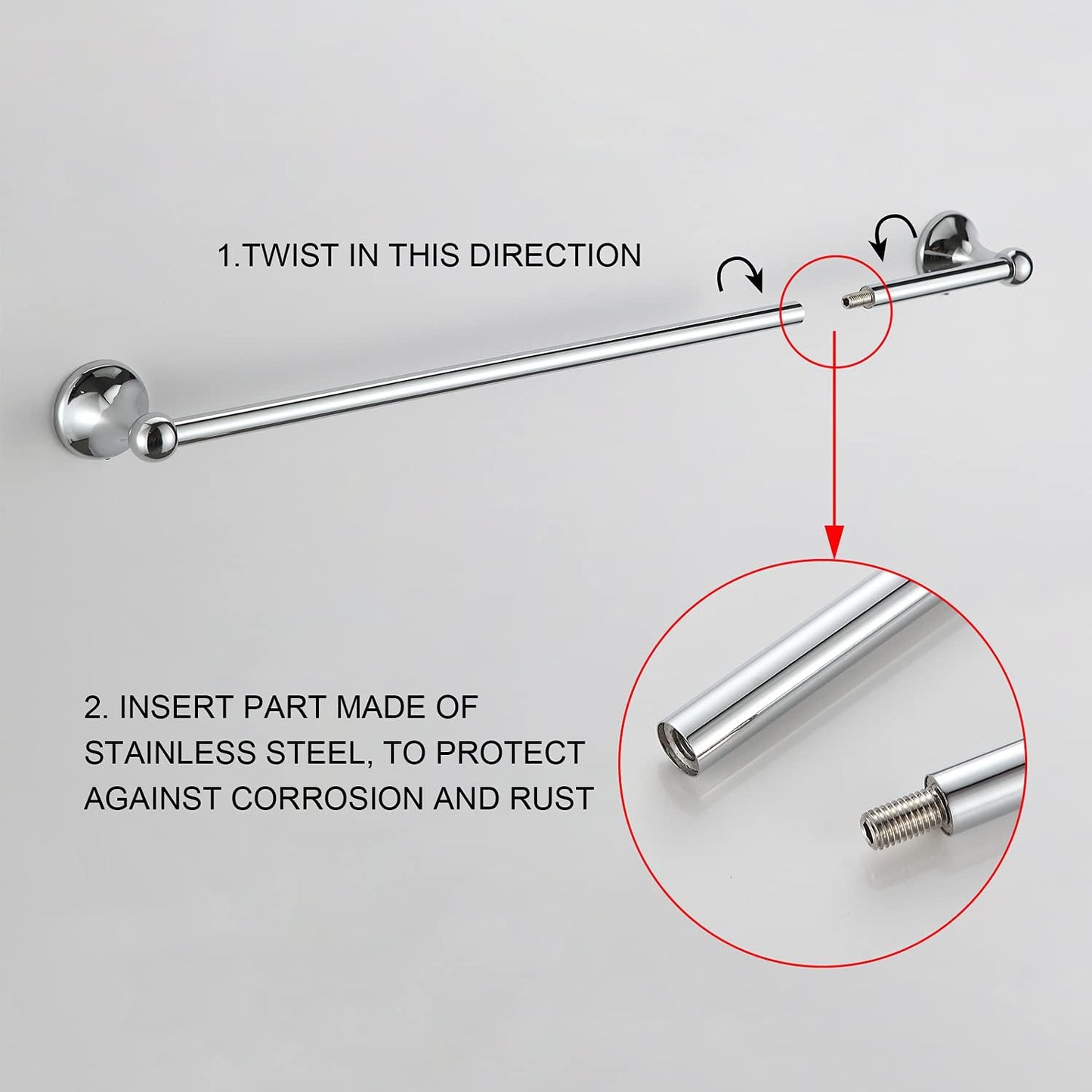 BGL Bathroom Hardware Set Chrome Adjustable Expandable Bath Towel Bars Bathroom Accessory Set Towel Racks 8-Pieces Wall Mount