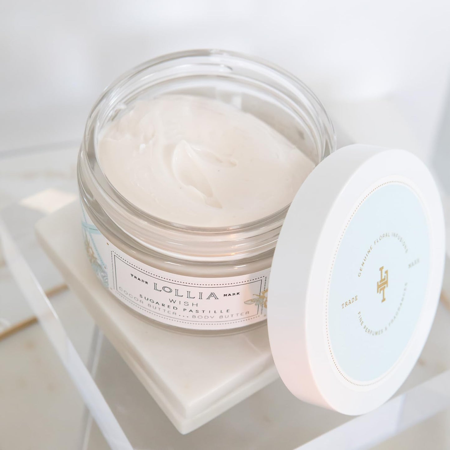 LOLLIA Wish Body Butter, 5.5 oz. - Sugared Pastille Fragrance - Shea Butter & Cocoa Butter, Body Lotion for Women, Hydrating & Smooth Body Moisturizer