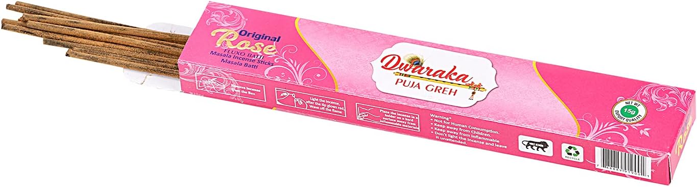 Dwaraka - Incense Sticks - Rose, 100 Sticks, All Natural, Chemical Free