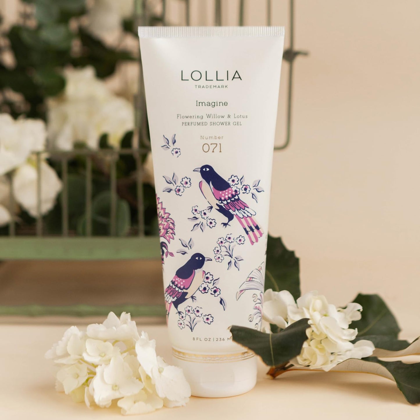 LOLLIA Imagine Shower Gel, 8 fl. oz. – Flowering Willow & Lotus – Scented Shower Gel Body Wash, Shea Butter Body Wash, Bath Wash for Women