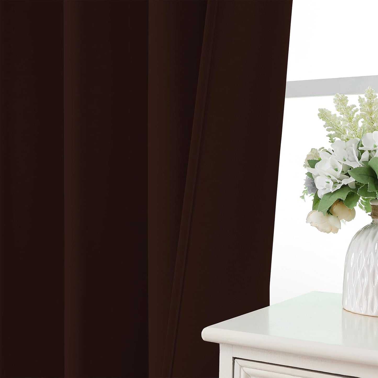 CUCRAF Blackout Curtains 96 inch Length 2 Panels Set, Rod Pocket Room Darkening Drapes for Bedroom Living Room, Insulated Thermal Light Blocking Window Curtain (W52 x L96 Inch, Chocolate)