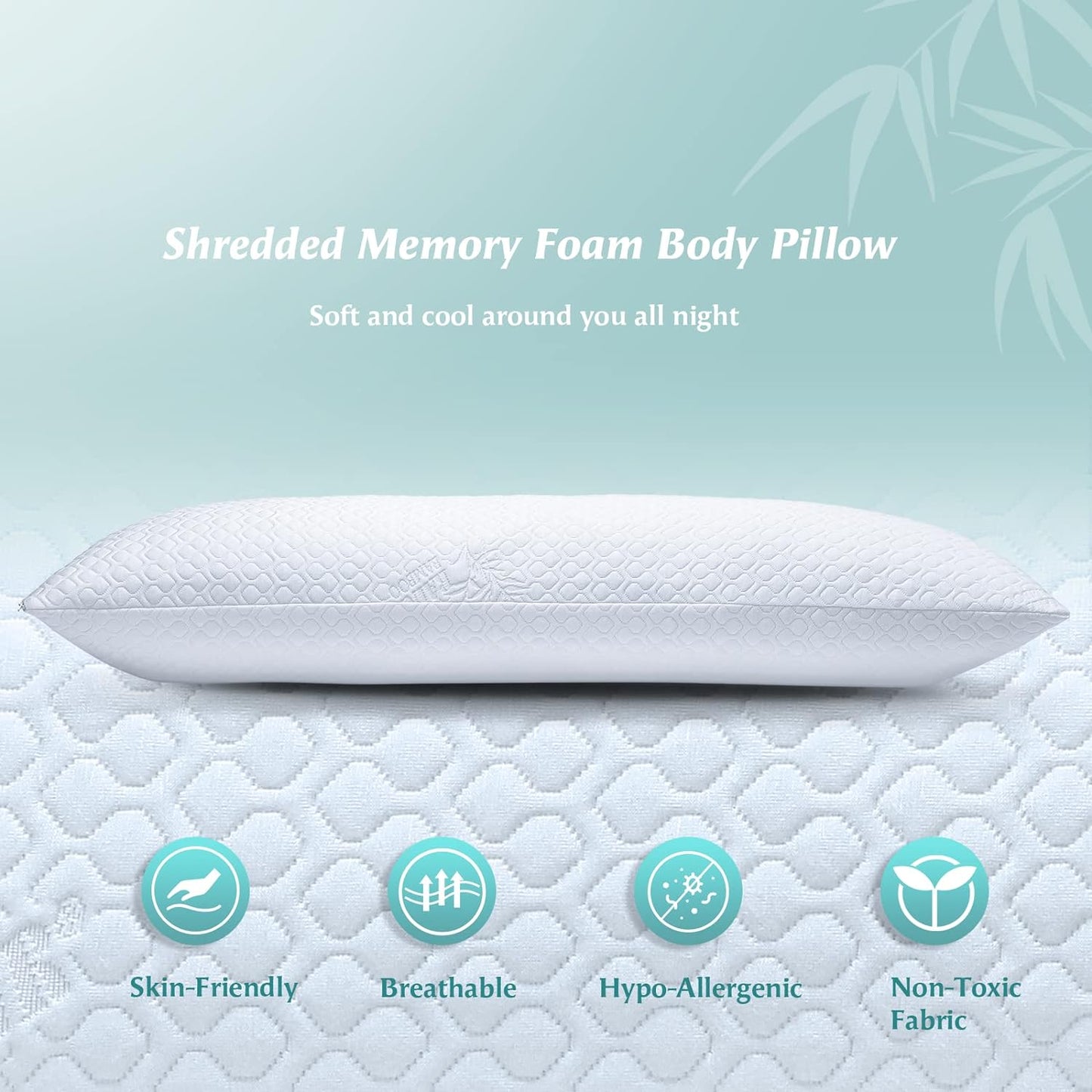 Extra Long Body Pillow Memory Foam 160x50cm – Body Pillows for Anime Pillowcase – with Cooling Cover 20 x 63 inches