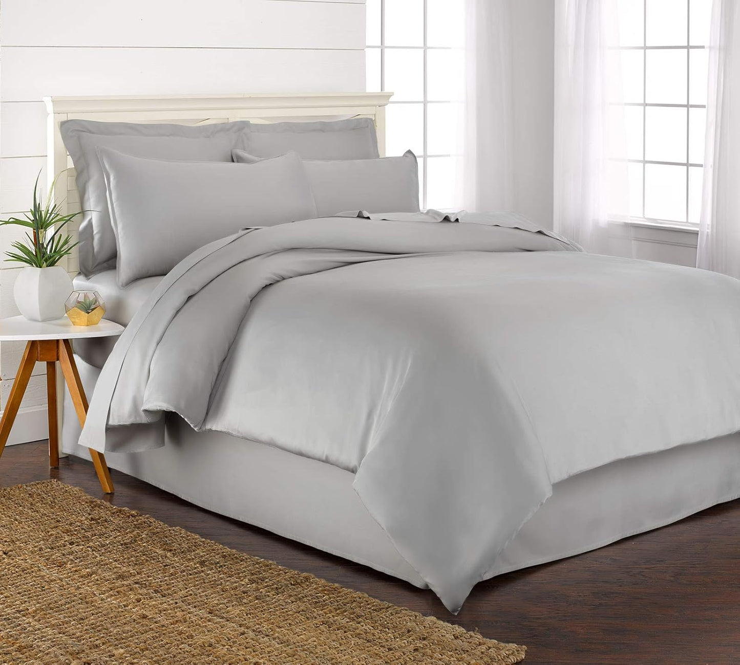 King Duvet Cover by Pure Bamboo, 3 Piece Set, Genuine 100% Organic Viscose Derived from Bamboo, Luxuriously Soft and Cooling, 2 Pillowcases (King, Silver Pearl)