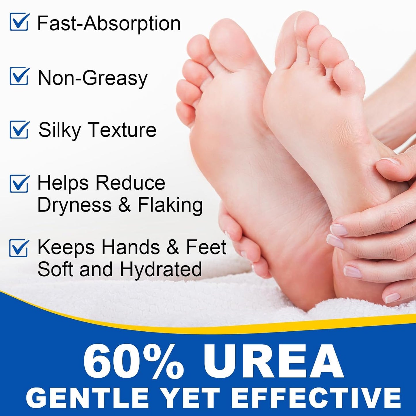 Urea Foot Cream, Urea Cream 60 Percent for Feet, Foot Cream for Cracked Heels and Dry Skin, Cracked Heel Repair Cream Plus 2% Salicylic Acid, for Calluses and Hard Skin 2PCS