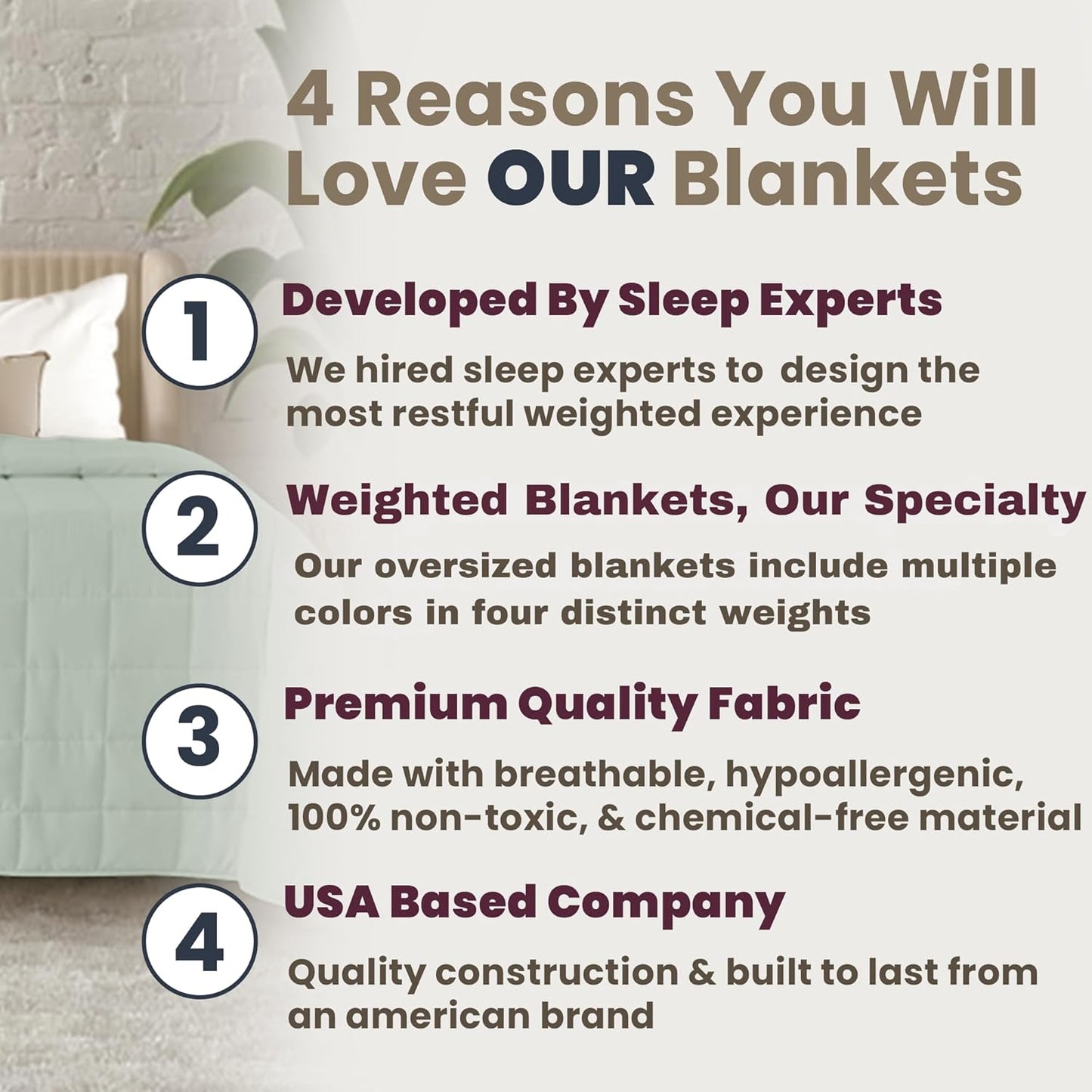 HomeSmart Weighted Blanket King Size 40lbs, Heavy Blanket, Perfect for Couples, Fits Standard and California King Beds, 104x92, Sage Green