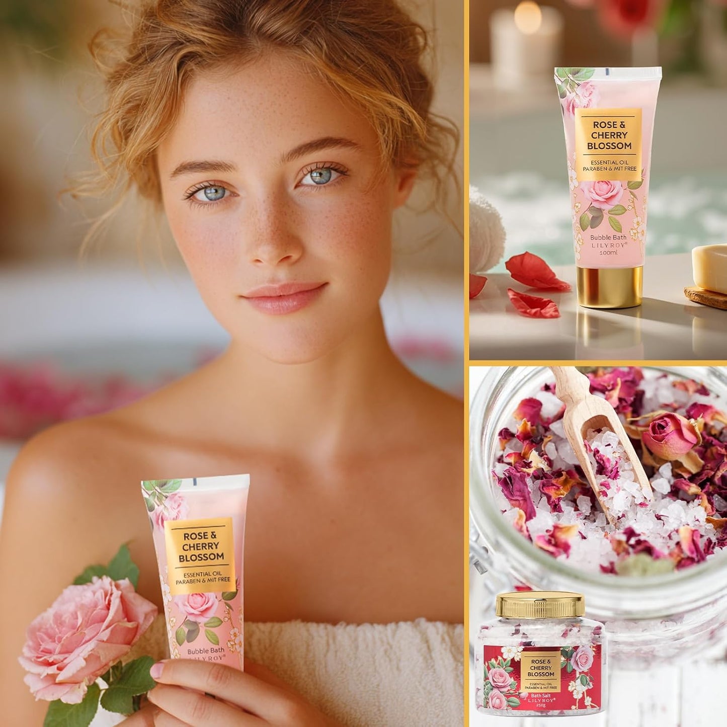 Christmas Gifts for Women - 6Pcs Rose Bath and Body Gift Set Spa Gift Sets for Women Gifts for Sisters with Travel Bag | Perfect Valentine's, Birthday Gifts, Mothers Day Gift for Mom All Occasion