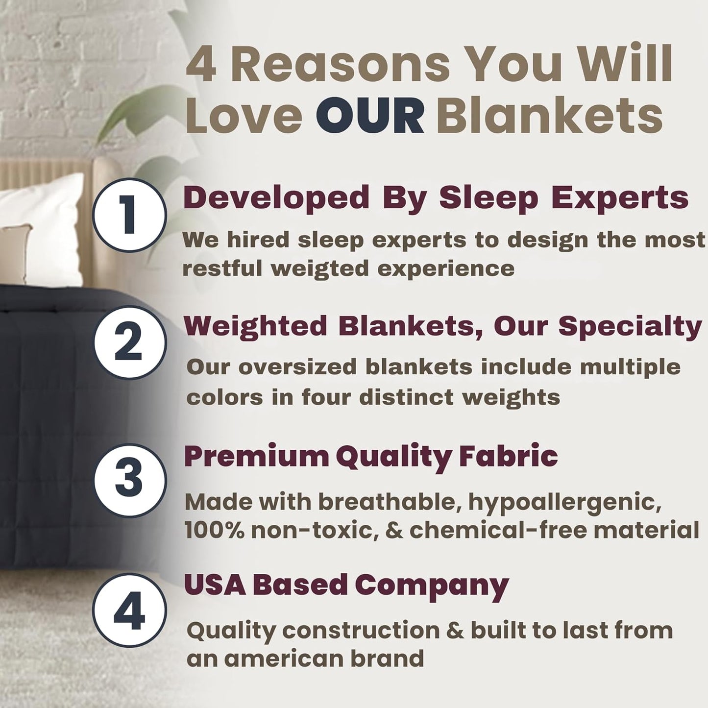 HomeSmart King Size Weighted Blanket 40 lbs, Heavy Blanket, Fits California King Beds, XL Oversized Weighted, Grey 104x92