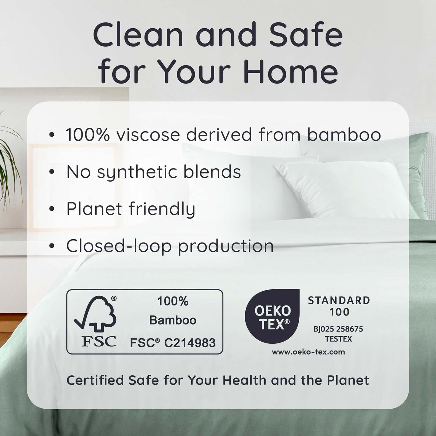 Bambaw 100% Viscose Derived from Bamboo Full Fitted Sheet Only, Soft & Cooling Fitted Sheet Full Size, 15’’ Deep Pockets (Sea Glass)