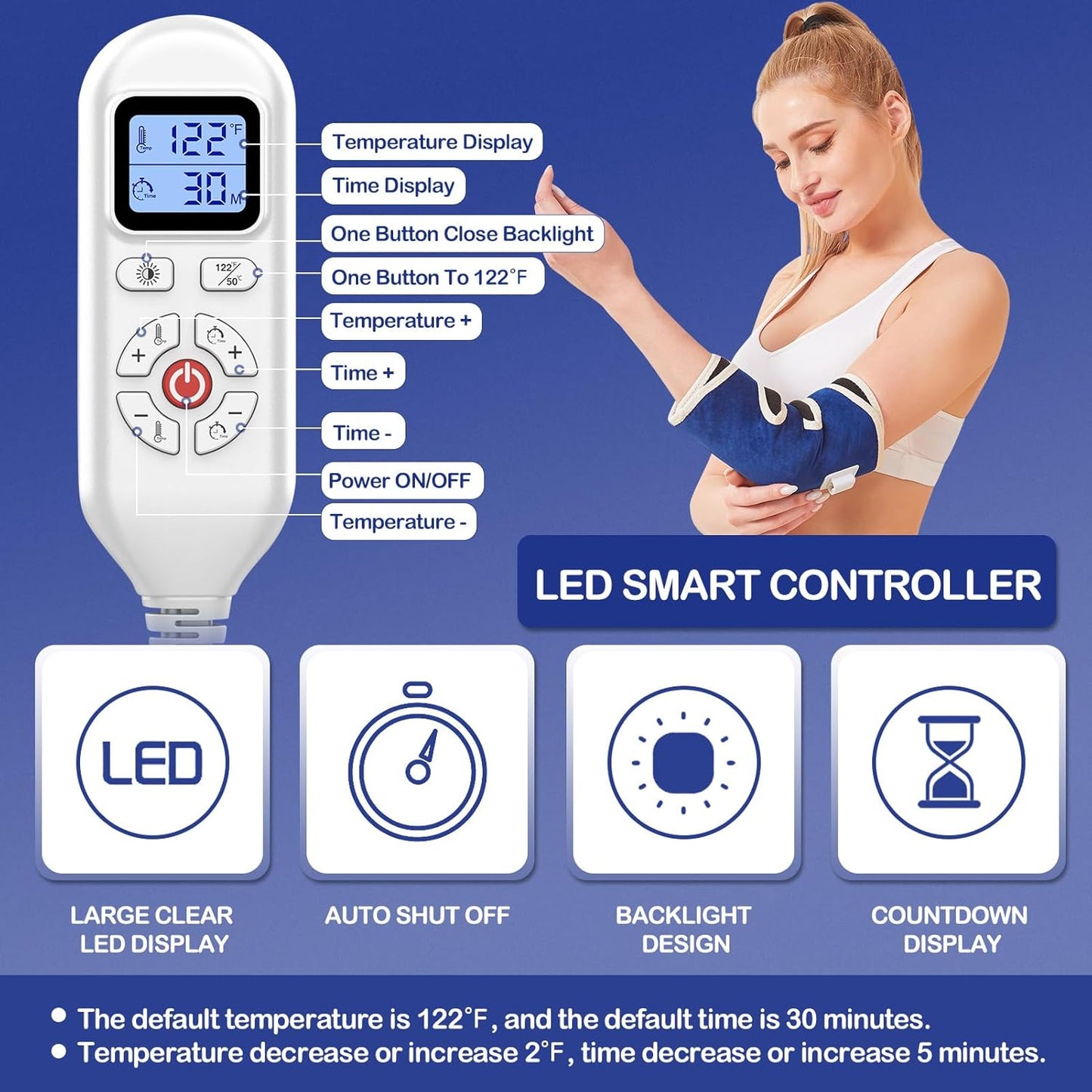 JOBYNA Elbow Heating Pad, Adjustable Tennis Elbow Pad for Men Women, 86℉-158℉ & Auto Shut Off, Arm Heat Therapy for Golfer's Elbow, Bursitis, Sprains, Strains, Tendonitis, and Arthritis