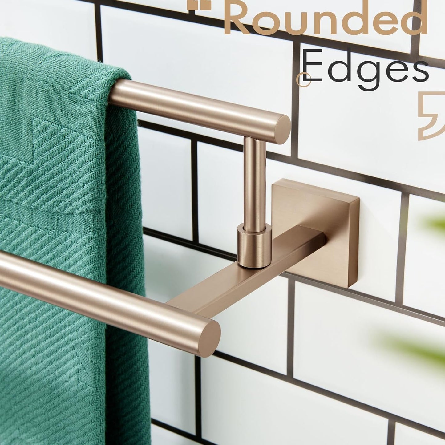 KOKOSIRI Towel Bars 24-Inch Bathroom Towel Holder Champagne Bronze Bath Towel Rails Racks Wall Mounted Stainless Steel B5009CPG-L24