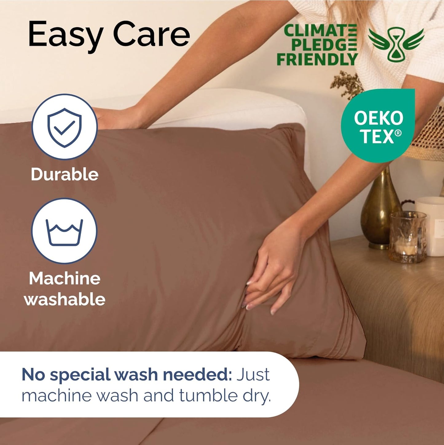Copper Brown Oeko-Tex Hotel Luxury Durable Bed Sheets - Full Size 4 Piece Sheet Set - Extra Soft, Breathable And Cooling Sheets - Deep Pockets, Easy-Fit & Wrinkle-Free