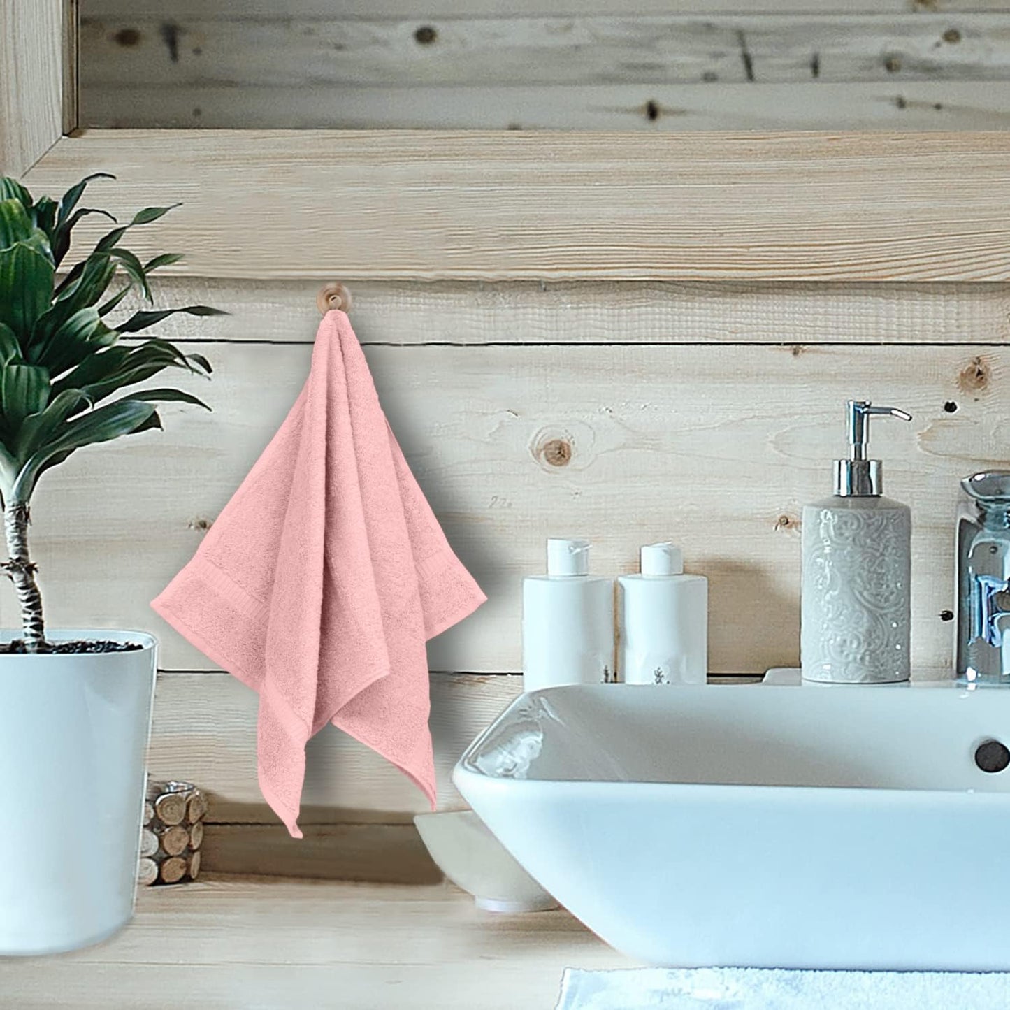 Luxury Hotel & Spa Ultra Soft Hand Towels 100% Turkish Cotton - Pink - Set of 4