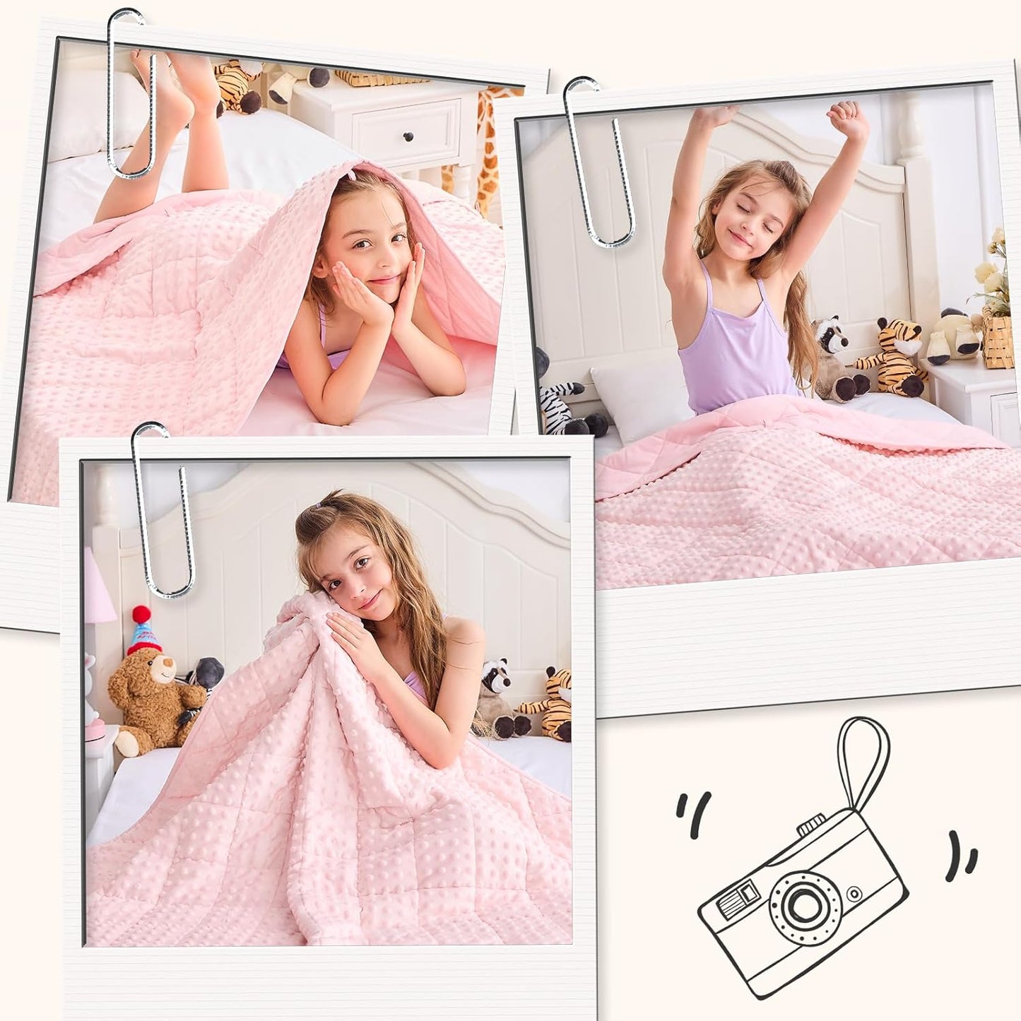 yescool Pink Weighted Blanket 3 lb Small Weighted Lap Blanket for Girls, Cooling Weighted Throw Blankets Minky Heavy Blankets, for 20-45lbs, 36 * 48in