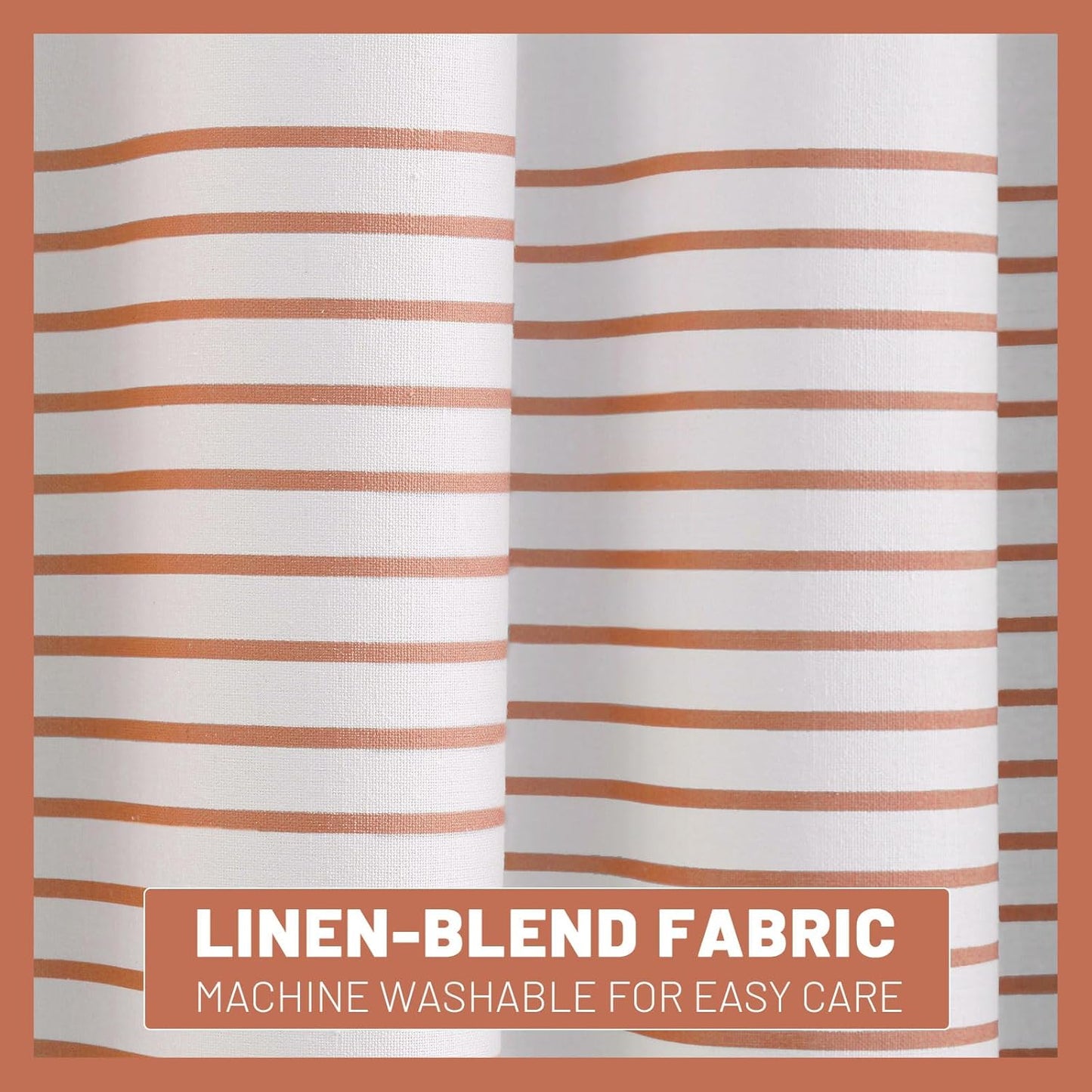 Awellife Boho Coral Shower Curtain for Bathroom Stripe Tassel Shower Curtain 72 X 72 Inches Farmhouse Cotton