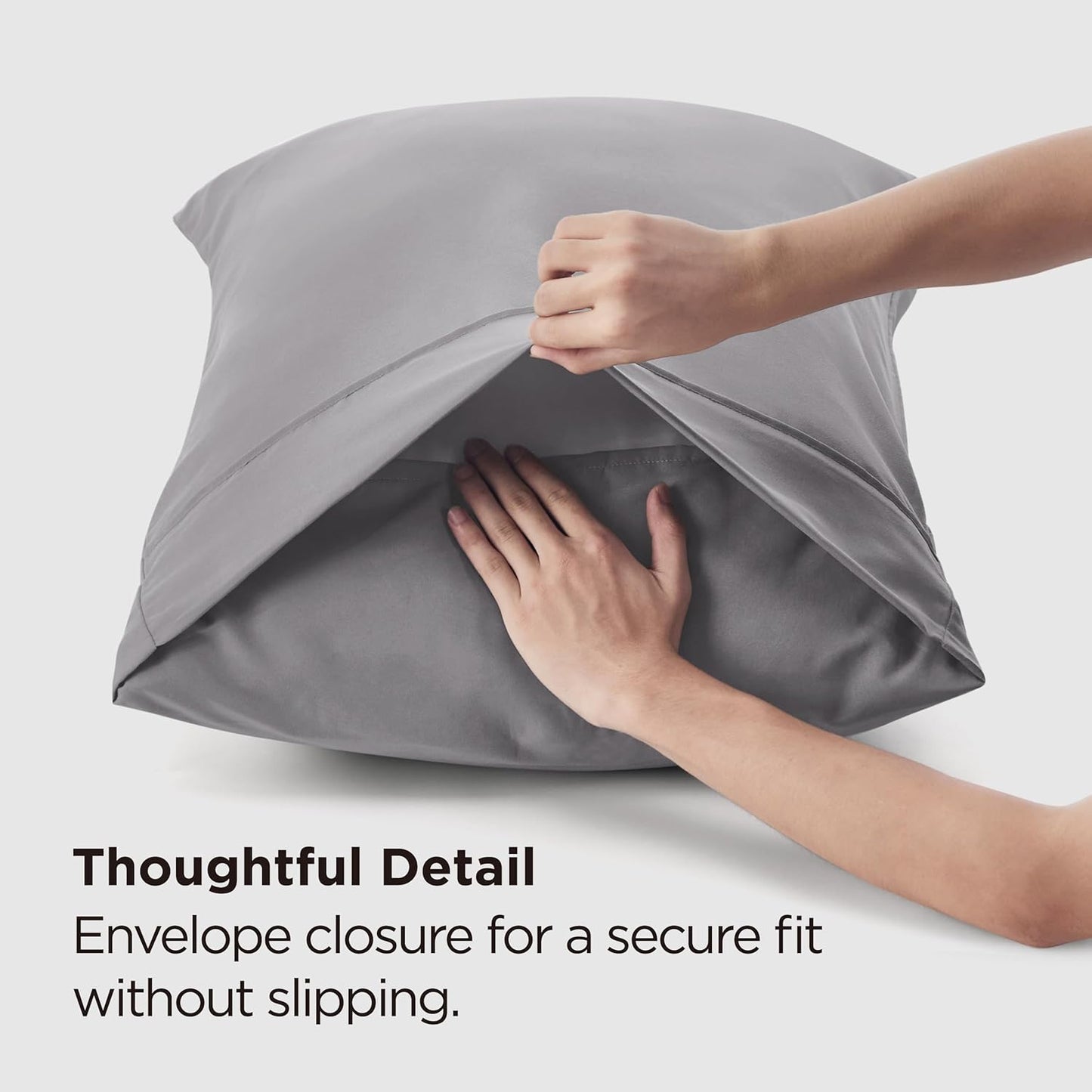 Bedsure Silver Grey Pillowcase Set - Standard Size (20x26 inches) Bed Pillow Cover - Brushed Microfiber, Wrinkle, Fade & Stain Resistant - Envelop Closure Pillow Case Set of 2
