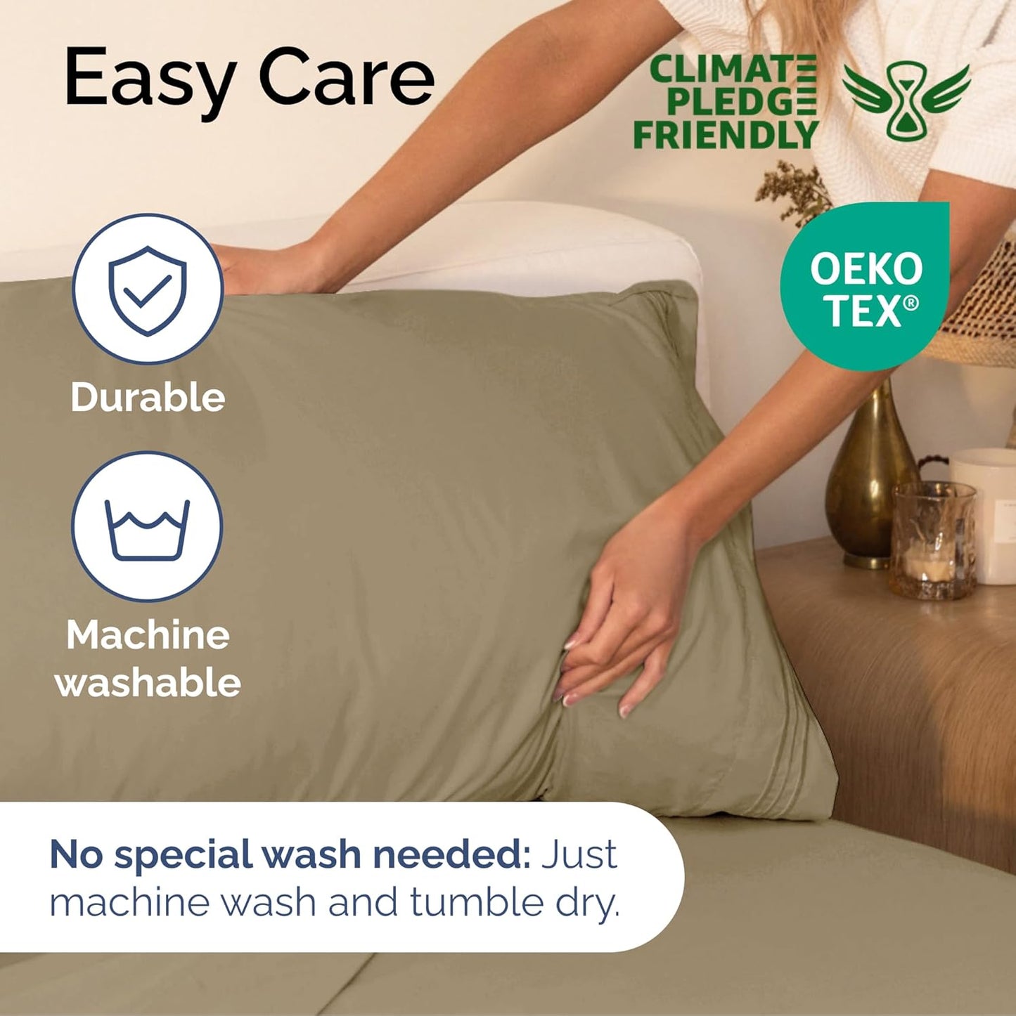 Cal King Size 4 Piece Sheet Set - Extra Soft, Breathable & Cooling Sheets - Hotel Luxury Bed Sheets for Women & Men - Deep Pockets, Easy-Fit & Wrinkle-Free Sheets - Light Caramel Oeko-Tex Bed Sheets