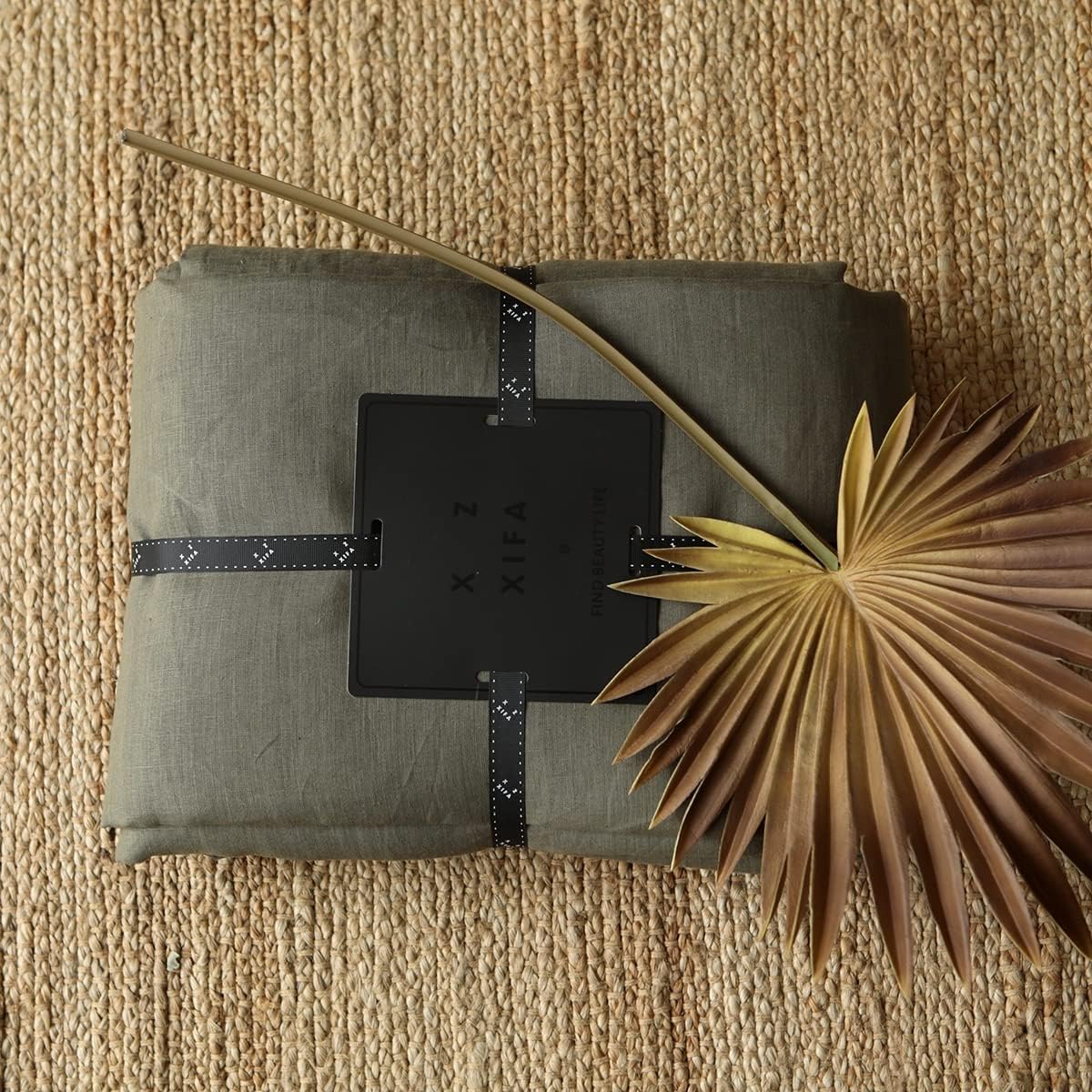 XZ XIFA Olive Green 100% Linen Queen Size Bedding Set, Cooling Duvet Cover with Natural Washed French Flax,Soft,Breathable,Textured,Fluffy Duvet Cover (1 Duvet Cover,2 Pillow Shams)