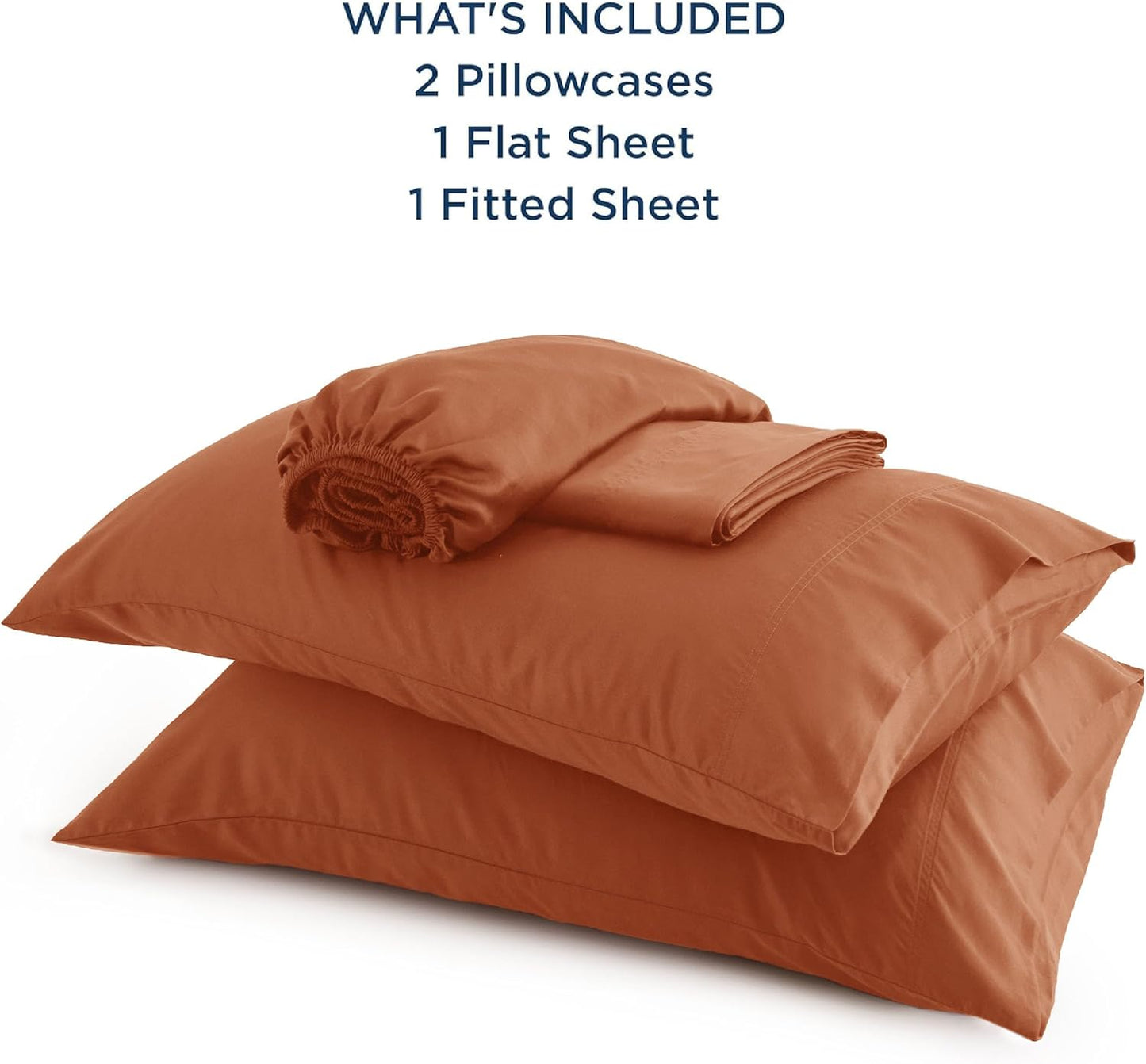 Bedsure California King Sheet Sets, Cooling Sheets, Rayon Derived from Bamboo, Breathable & Soft, Deep Pocket Up to 16 Inches, Hotel Luxury Silky Bedding for Hot Sleepers, Burnt Orange