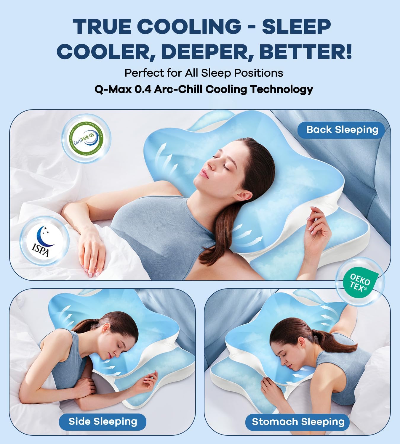 DONAMA Cervical Pillow for Neck and Shoulder,Contour Memory Foam Pillow,Ergonomic Neck Support Pillow for Side Back Stomach Sleepers with Pillowcase-King Size