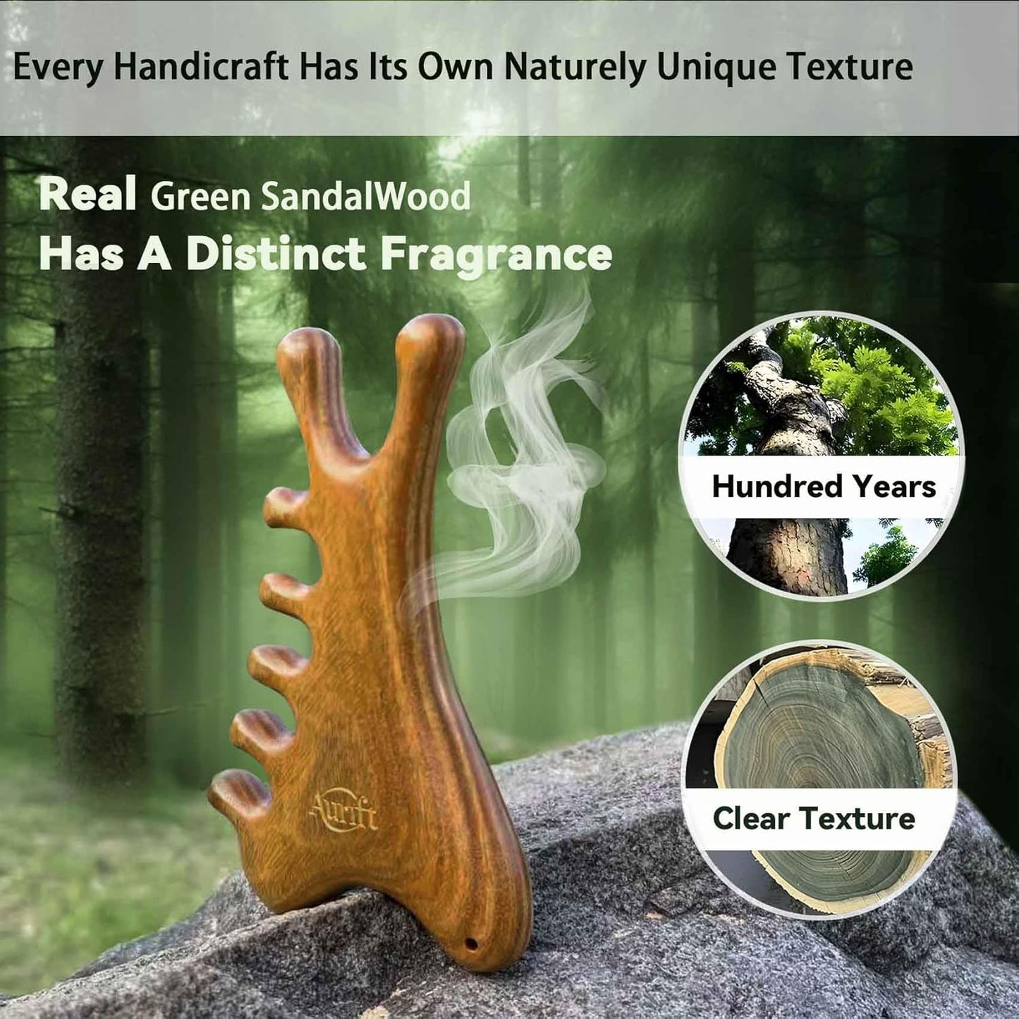 Gua Sha Tool for Face & Body โ 4 in 1 Natural Green Sandalwood,Lymphatic Drainage,Jaw Lifting & Nose Sculpting, Head Massage Comb for Stress Relief,Home Office Self Care,Gifts for Mom Girl Friend