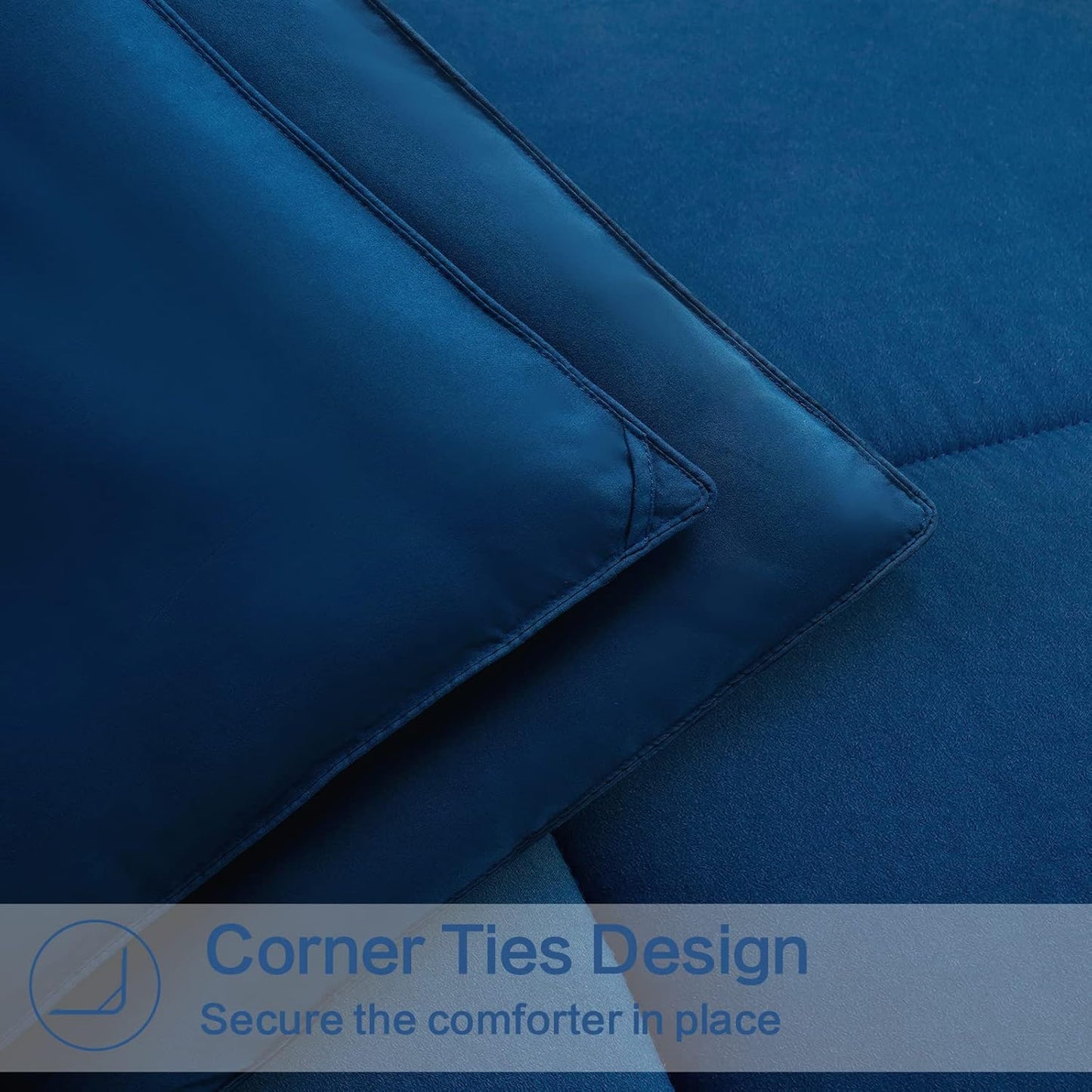 EASELAND California King Down Alternative Comforter - Quilted Duvet Insert for All Seasons, Soft Lightweight with Corner Tabs, Summer Winter Warm Bedding, Navy 96x104 Inches