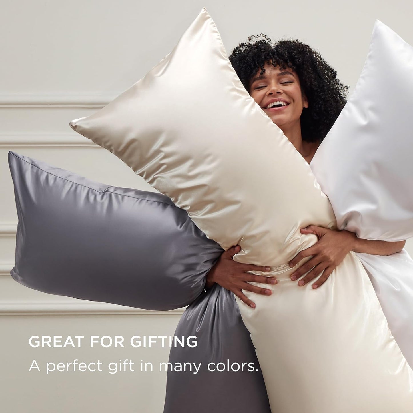 Bedsure Satin Body Pillow Pillowcase, Similar to Silk Body Pillow Cover with Zipper, Soft & Breathable Long Pillow Case, Cooling & Silky Long Pillowcase for Hair and Skin, Gifts, Beige, 20x54 Inches