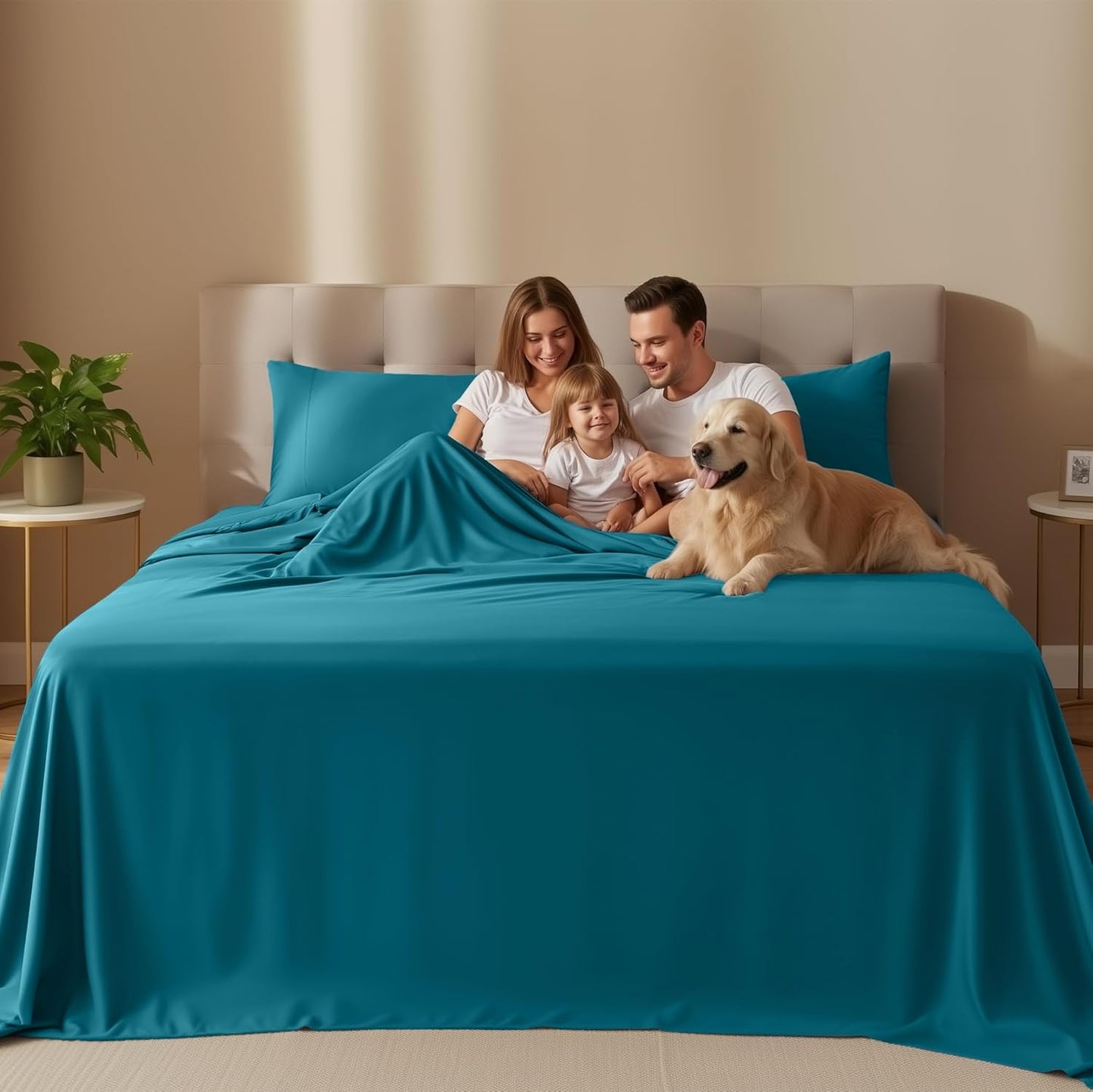 Utopia Bedding Queen Sheet Set – 4 Piece Bed Sheets for Queen Size Bed, Soft and Breathable Microfiber, Includes 1 Fitted Sheet, 1 Flat Sheet and 2 Pillowcases (Denim Blue)