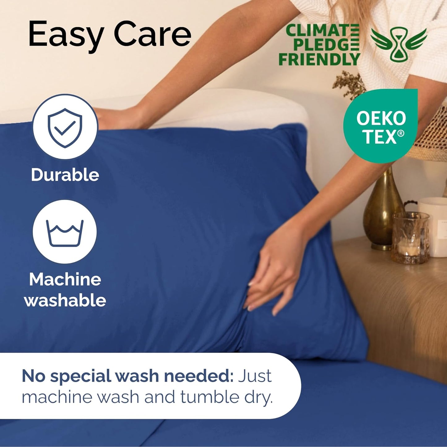 Queen Size 4 Piece Sheet Set - Extra Soft, Breathable & Cooling Sheets - Hotel Luxury Durable Bed Sheets for Women & Men - Deep Pockets, Easy-Fit & Wrinkle-Free Sheets - Cobalt Blue Oeko-Tex Sheets