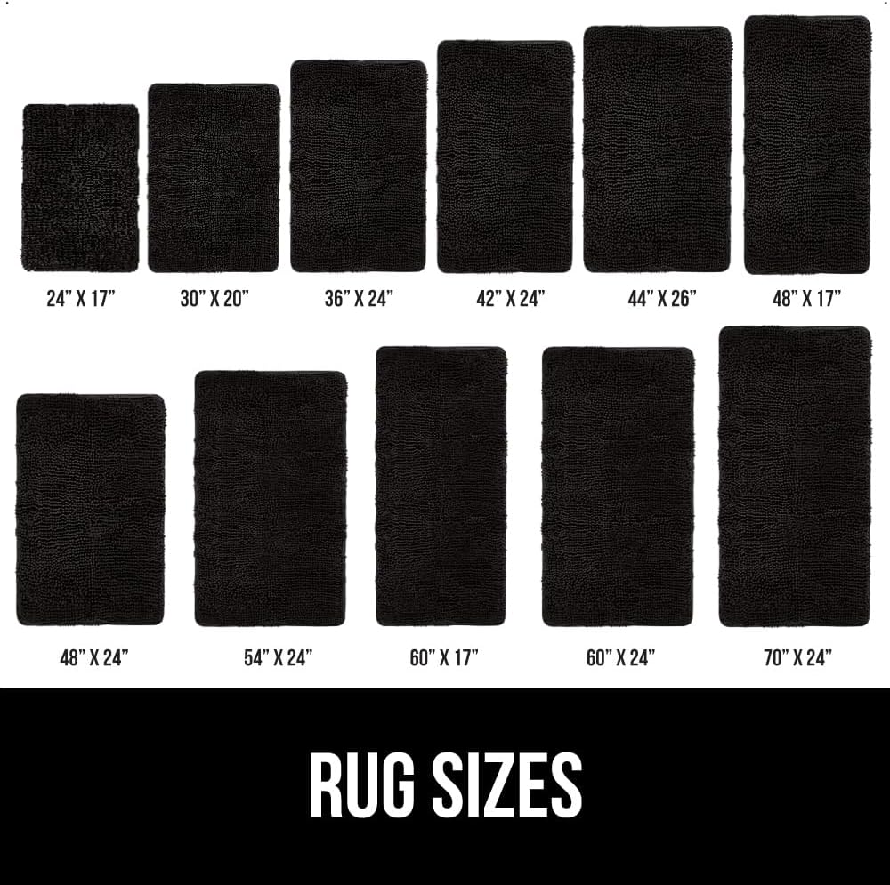 GORILLA GRIP Bath Rug Mat 54x24, Thick Soft Absorbent Chenille, Quick Dry Microfiber Mats, Rubber Backing Washable Shower Floor Rugs, Bathmat Runner, US Designed Bathroom Home Decor Accessories Black
