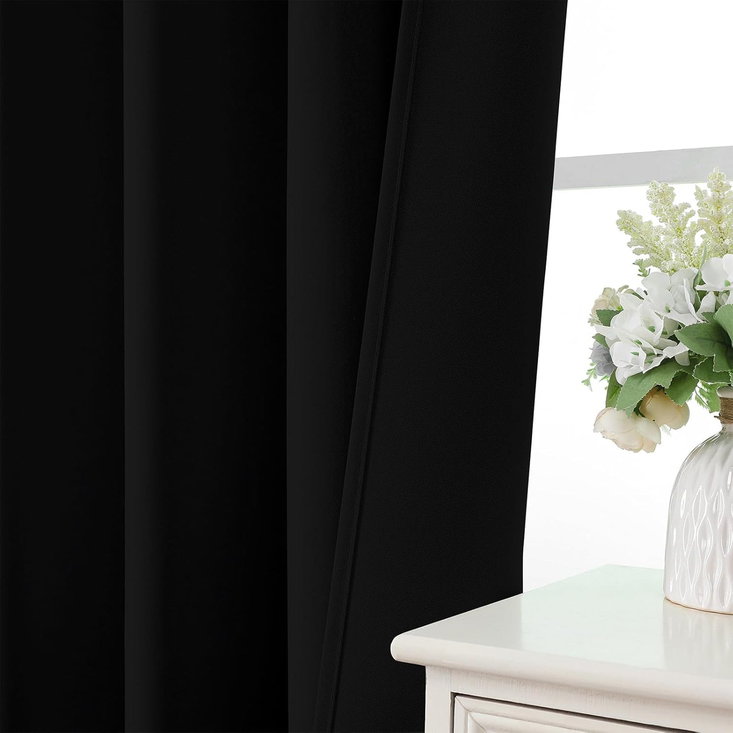 CUCRAF Custom Blackout Curtains for Bedroom Living Room, Rod Pocket Room Darkening Curtain Thermal Insulated Light Blocking Window Drapes 1 Panel (Custom Size, Black)